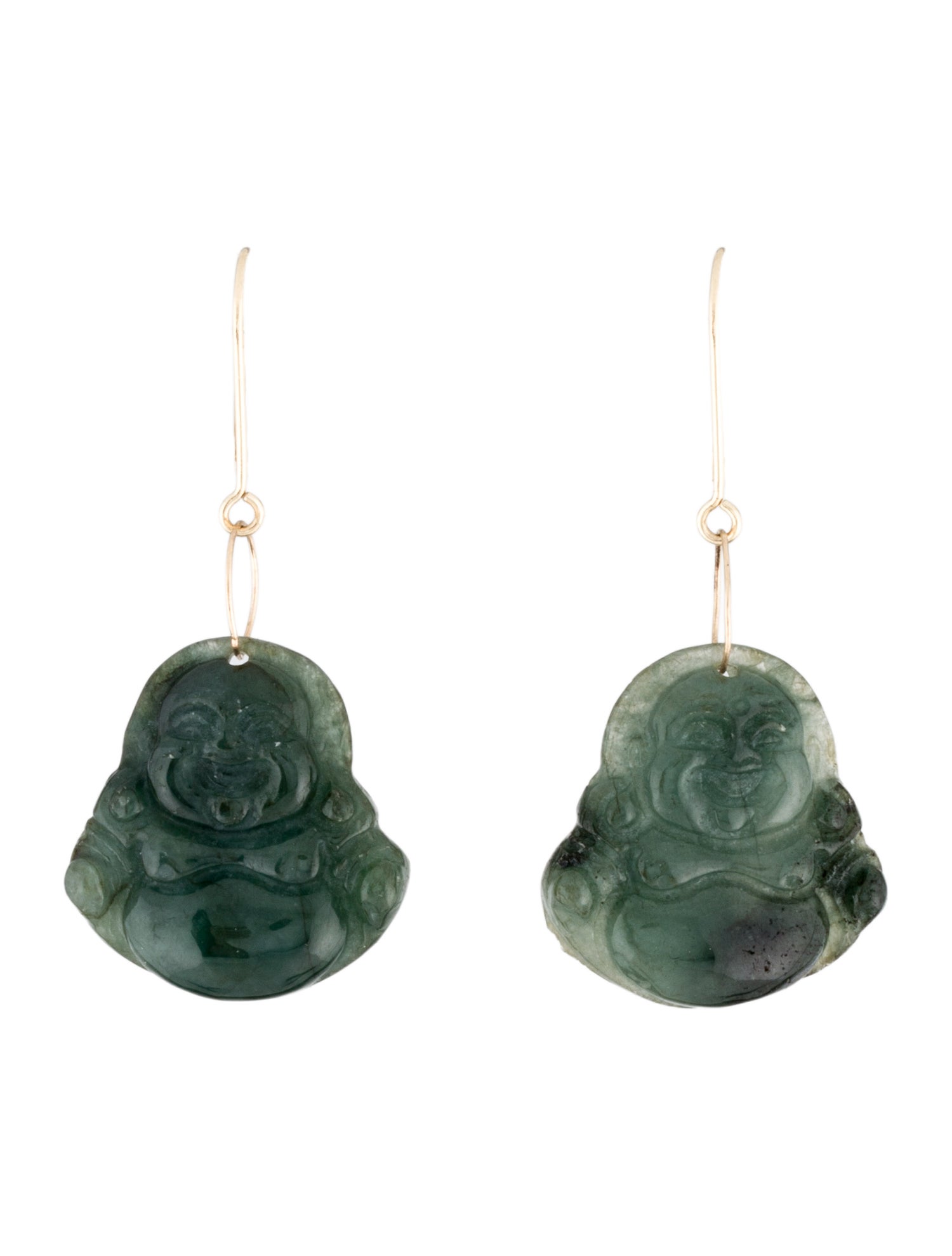Earrings 14K Dyed Jadeite Buddha Drop
