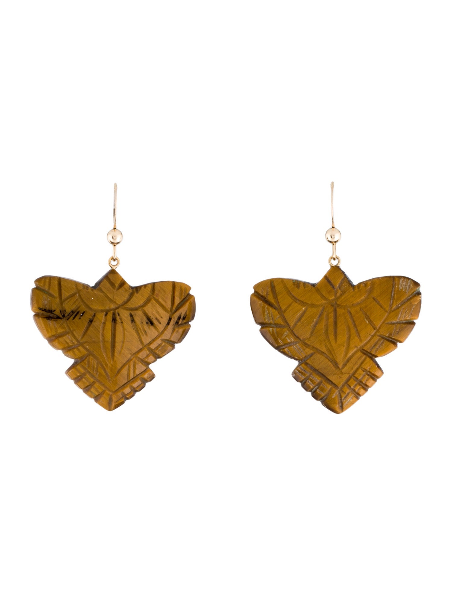 Earrings 14K Tiger's Eye Phoenix Drop