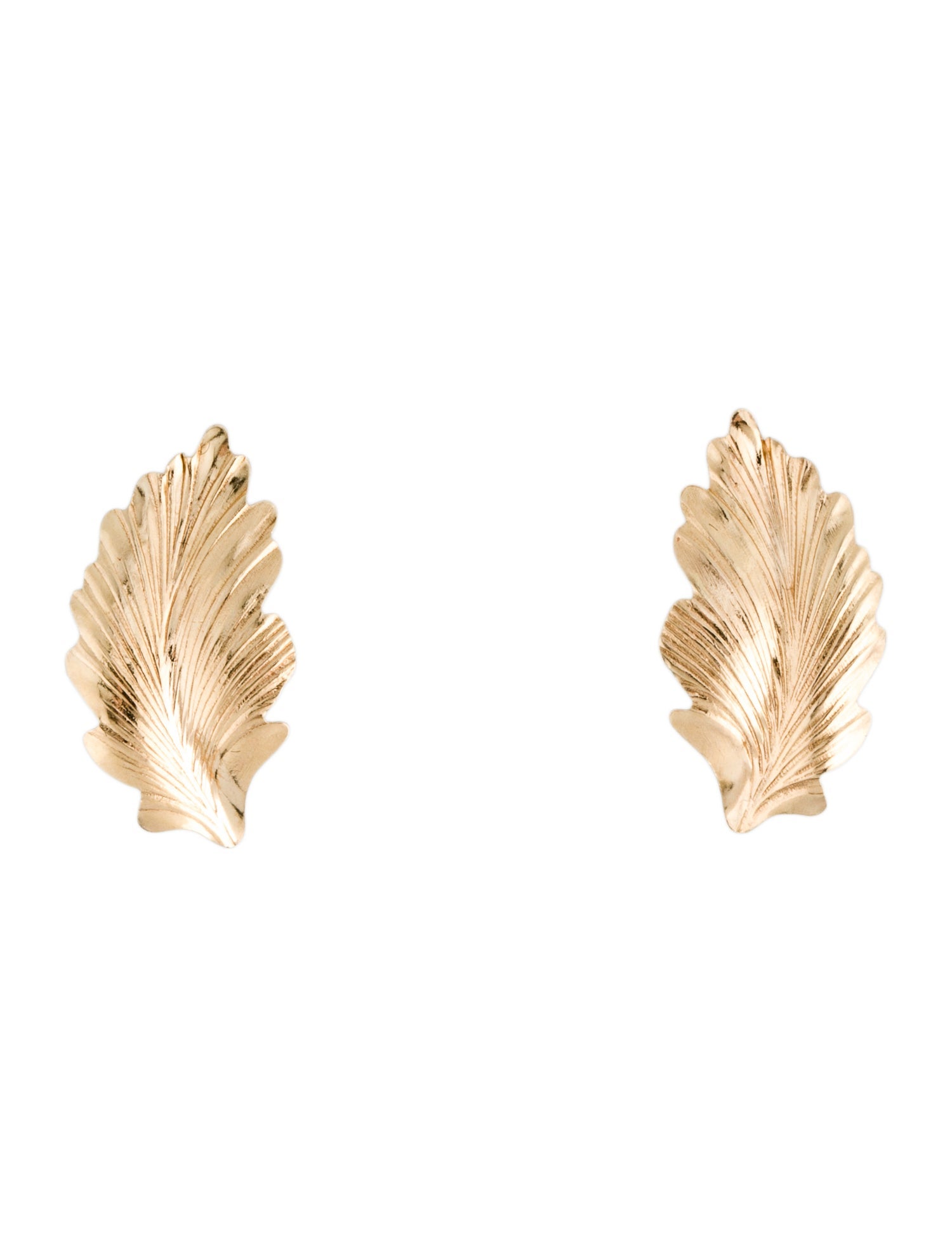 Earrings 14K Leaf Stud