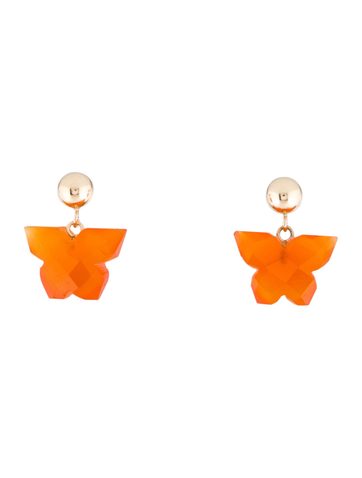 Earrings 14K Carnelian Butterfly Drop