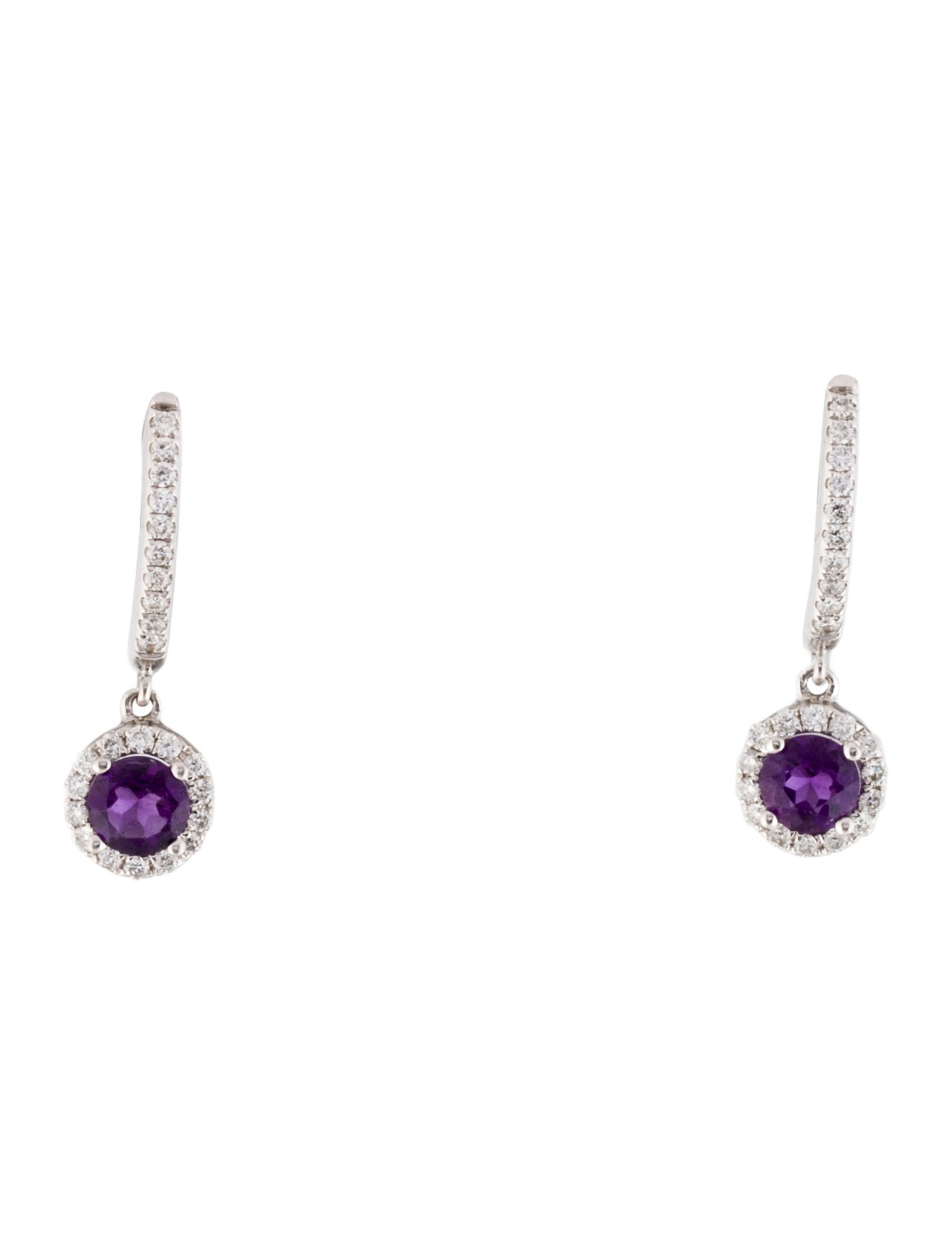 Earrings 14K Amethyst & Diamond Hoop