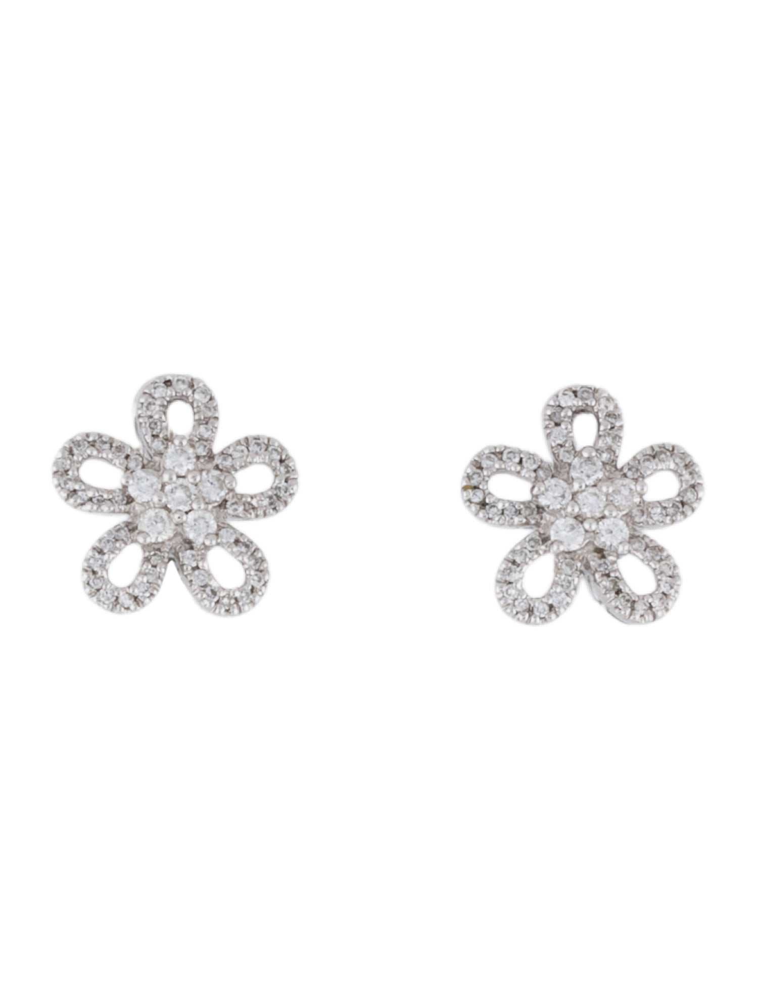 Earrings 14K Diamond Flower Earclips