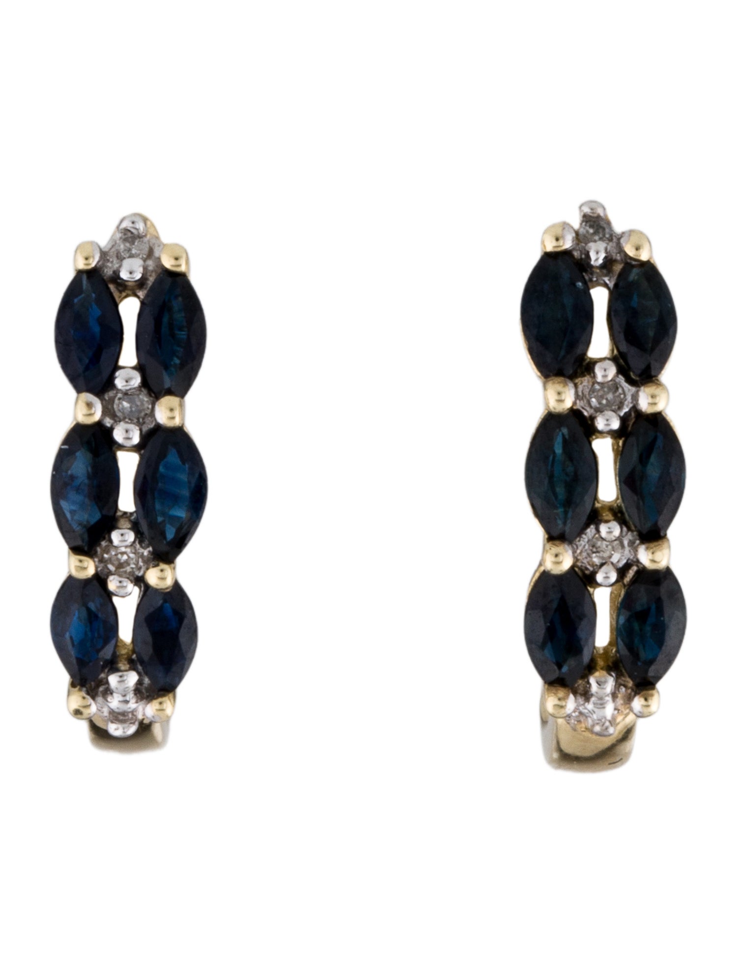 Earrings 10K Sapphire & Diamond Drop