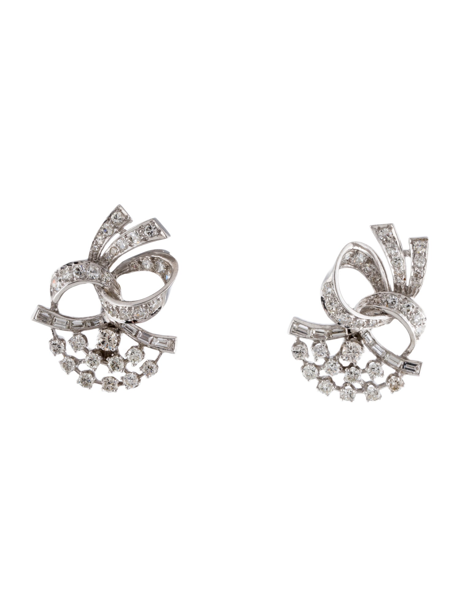 Earrings 14K 3.48ctw Diamond Floral Earclips