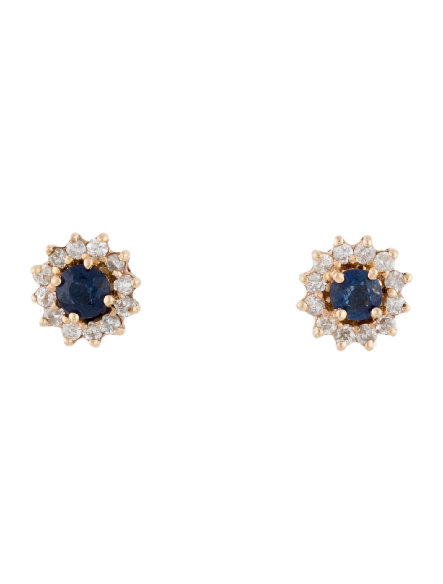 Earrings 14K Sapphire & Diamond Halo Studs