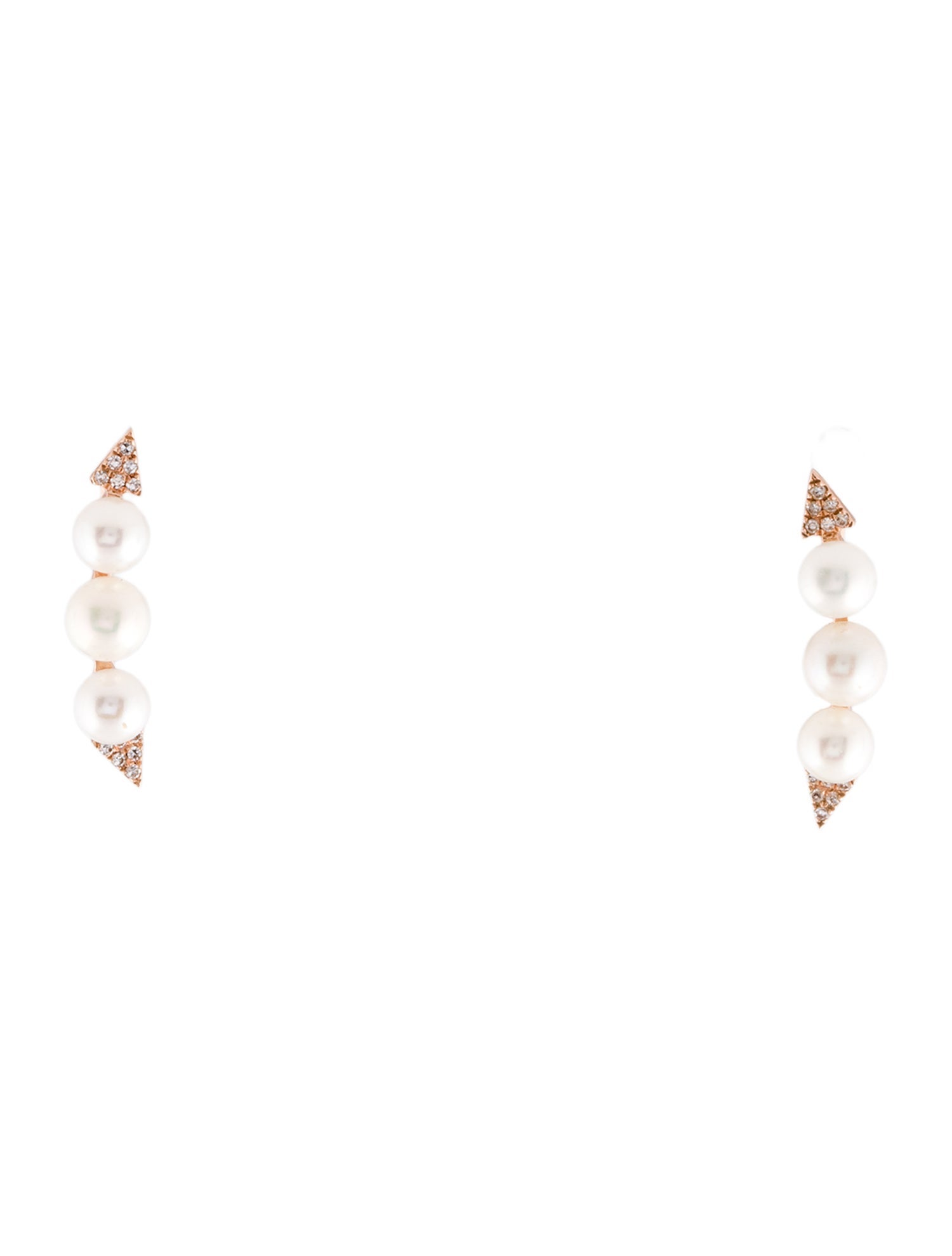 Earrings 14K Pearl & Diamond Ear Climbers