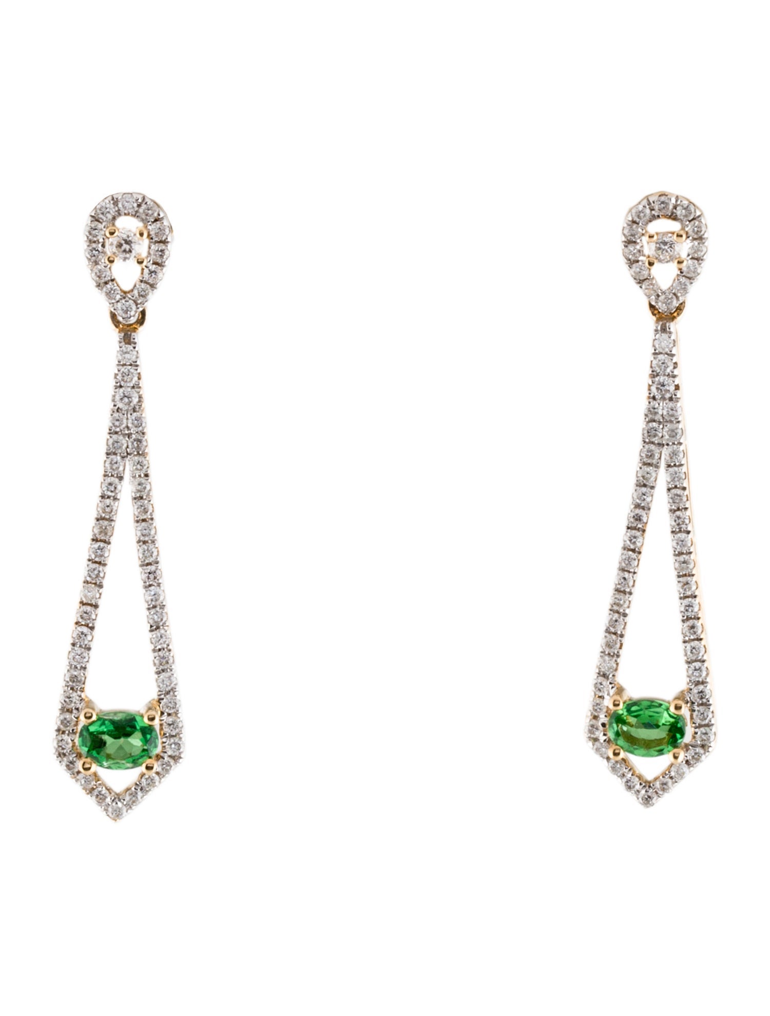 Earrings 14K Tsavorite Garnet & Diamond Drop