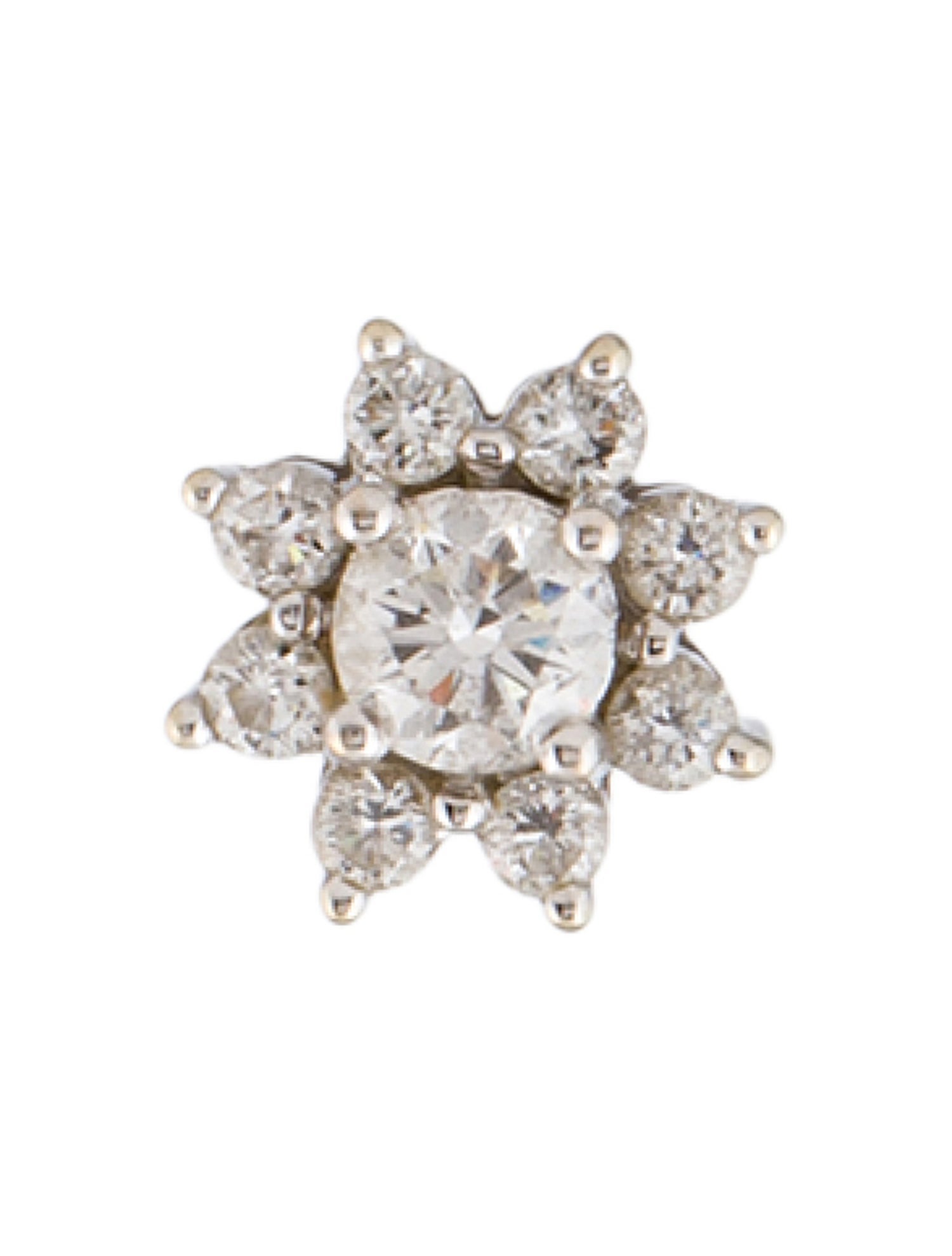 Earrings 14K Diamond Flower Single Stud Earring