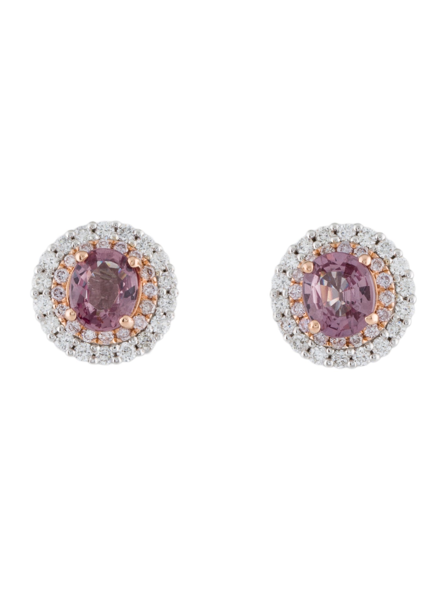 Earrings 18K Color-Change Garnet & Diamond Stud