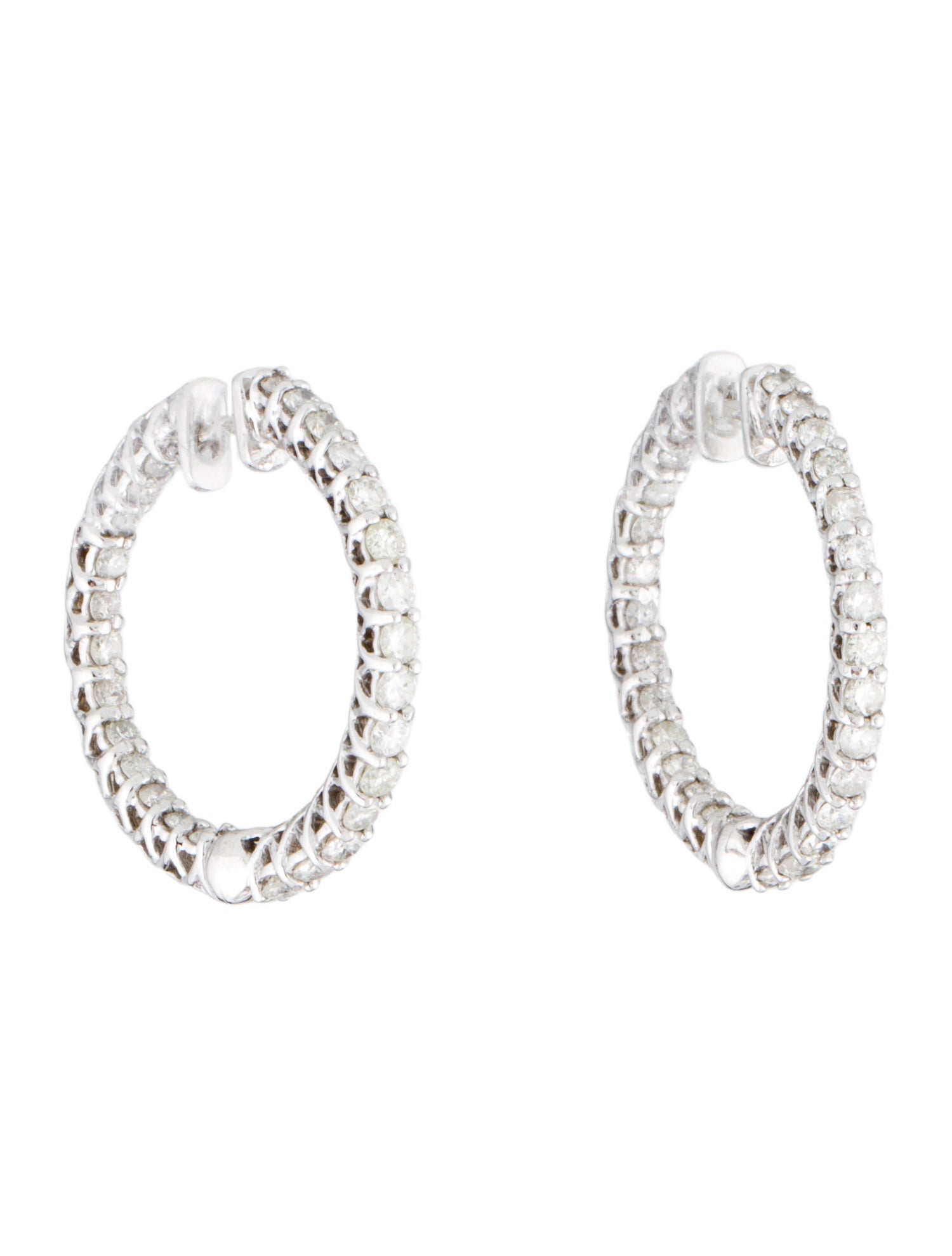 Earrings 14K 1.65ctw Diamond Inside Out Hoop