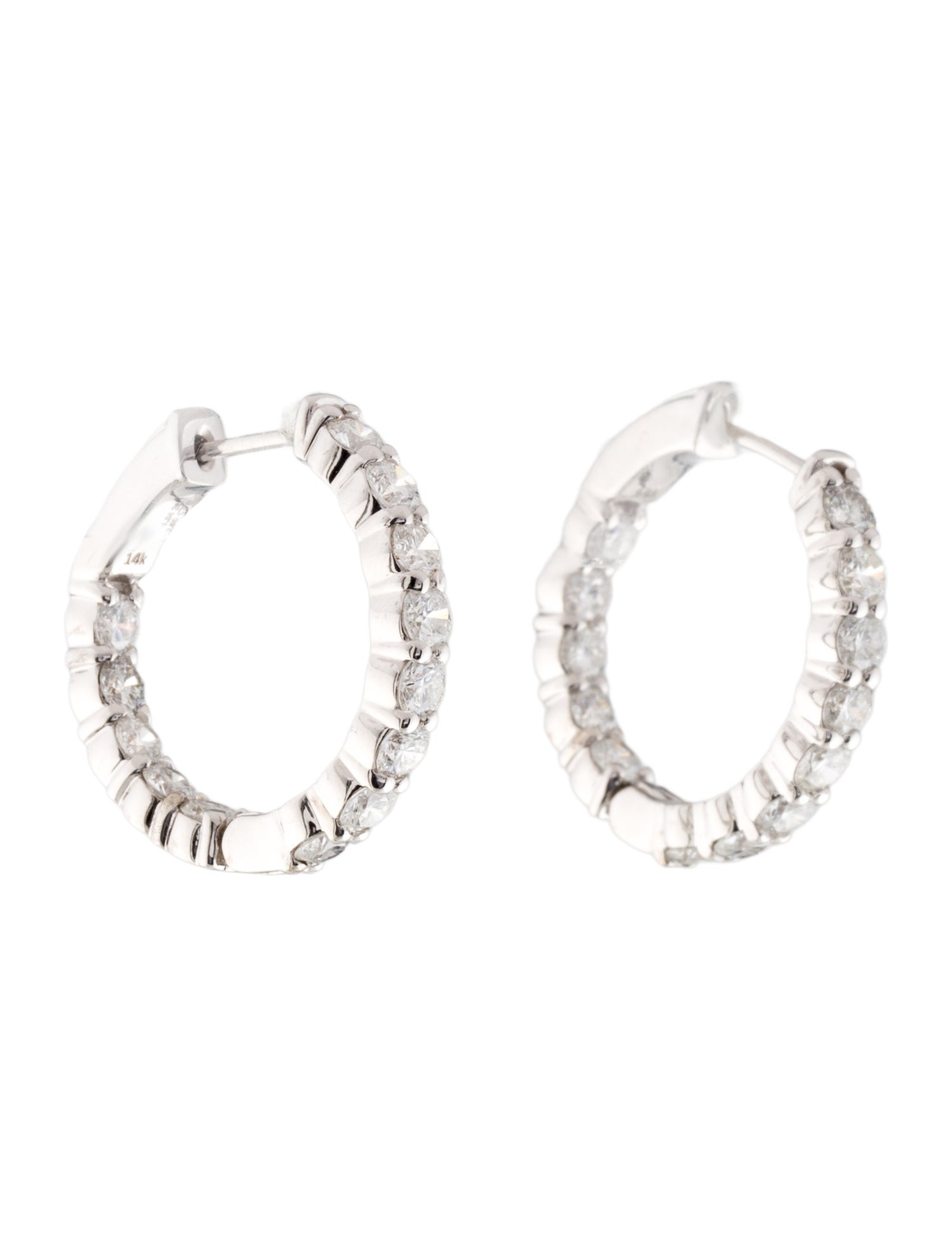 Earrings 14K 2.50ctw Diamond Inside-Out Hoop