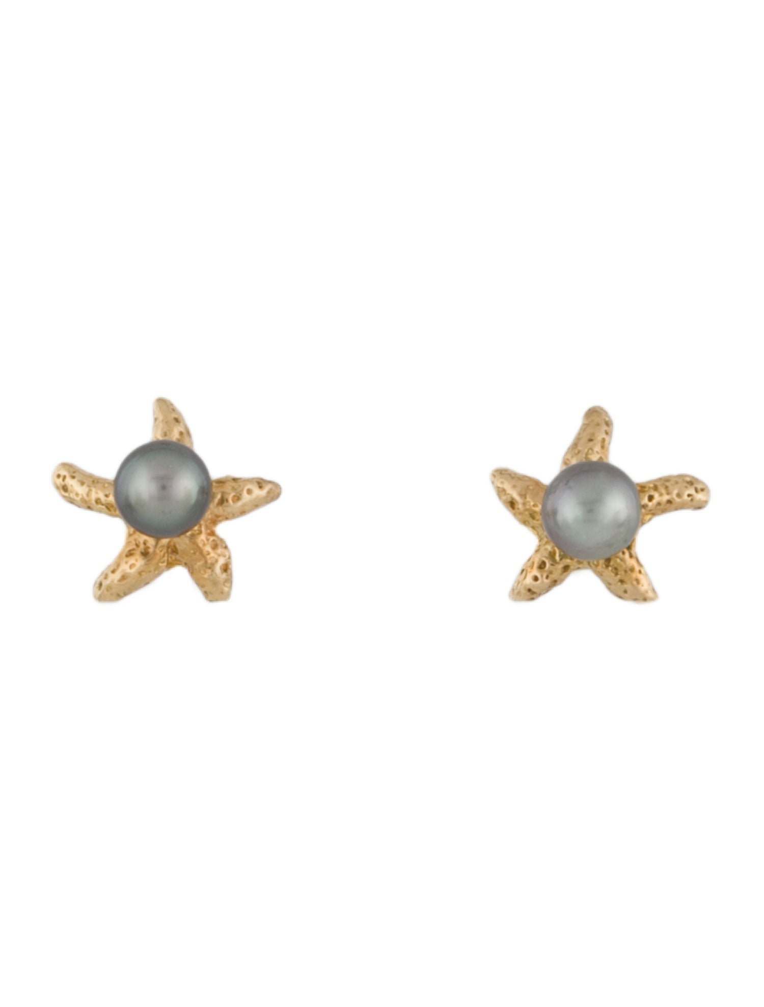 Earrings 18K Cultured Pearl Starfish Stud