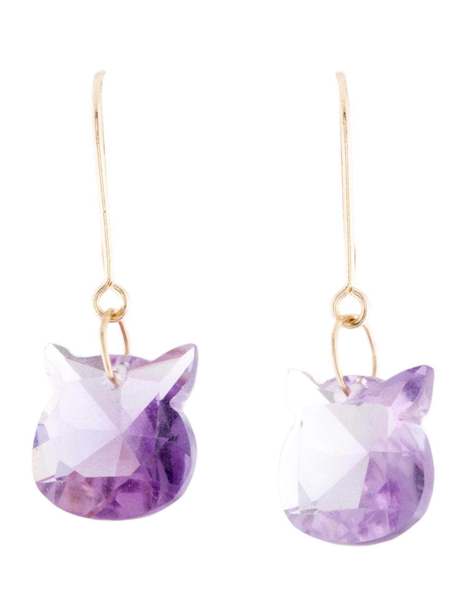 Earrings 14K Amethyst Cat Drop