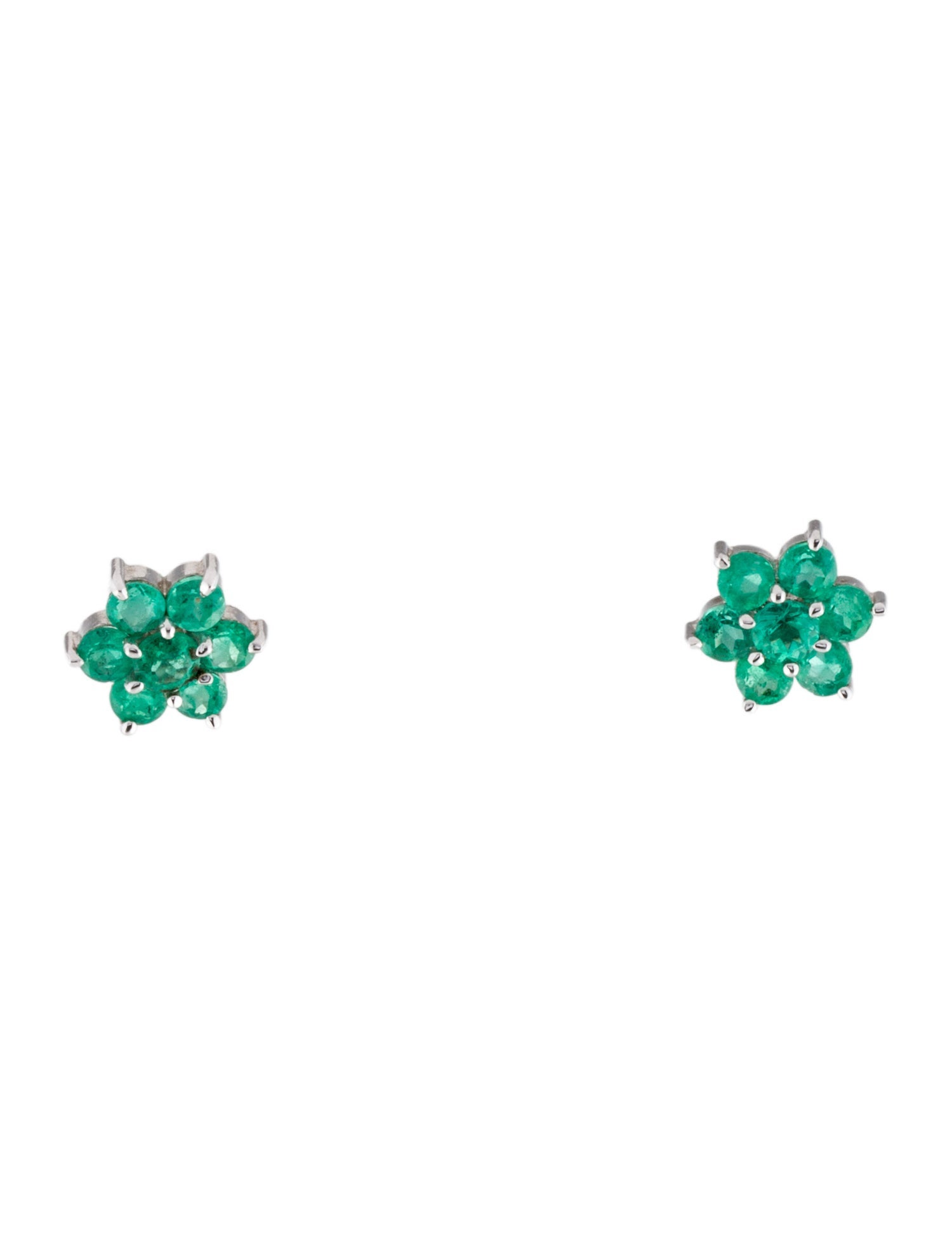 Earrings 18K Emerald Cluster Stud Earrings