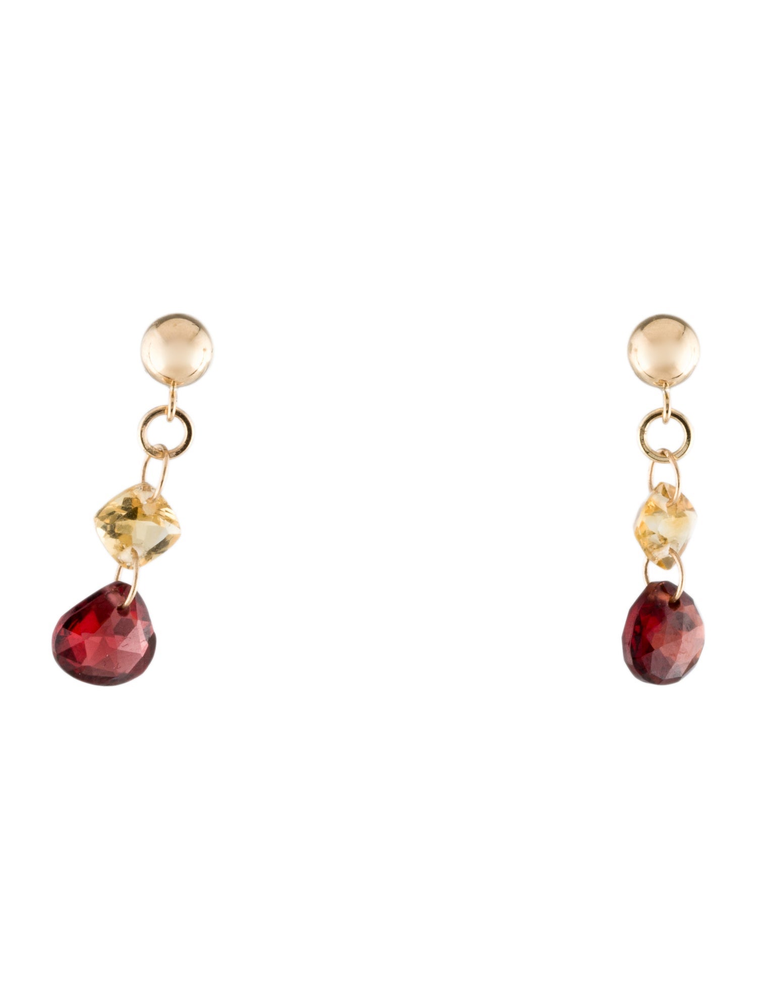 Earrings 14K Citrine & Garnet Drop