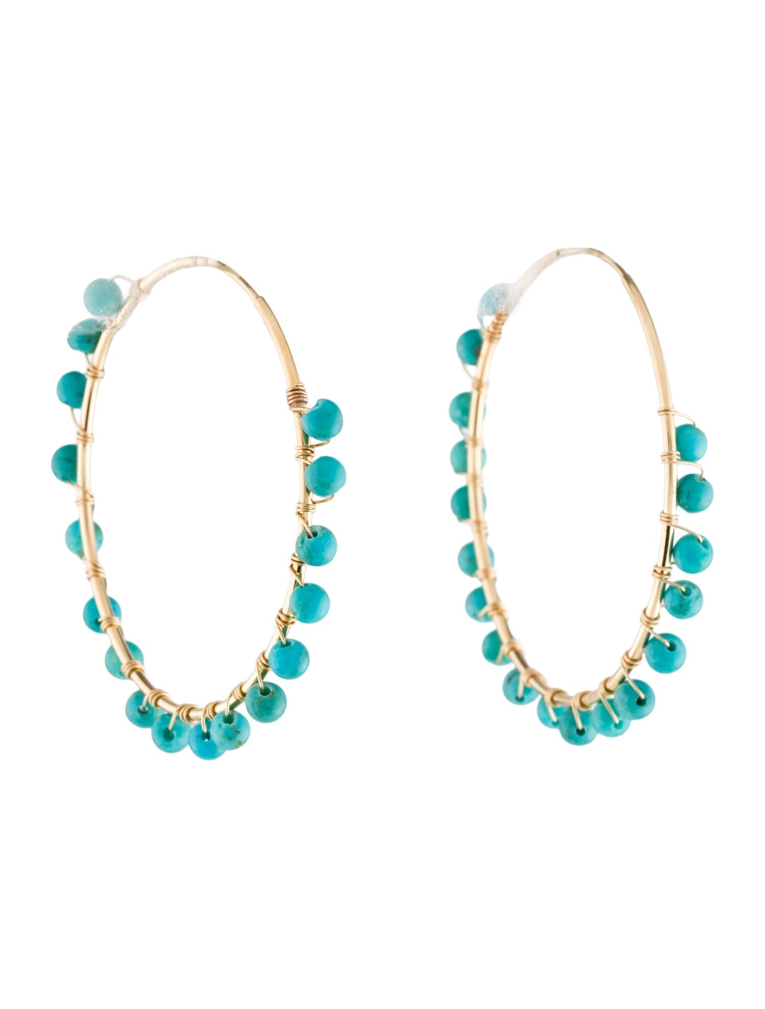 Earrings 14K Turquoise Hoop Earrings
