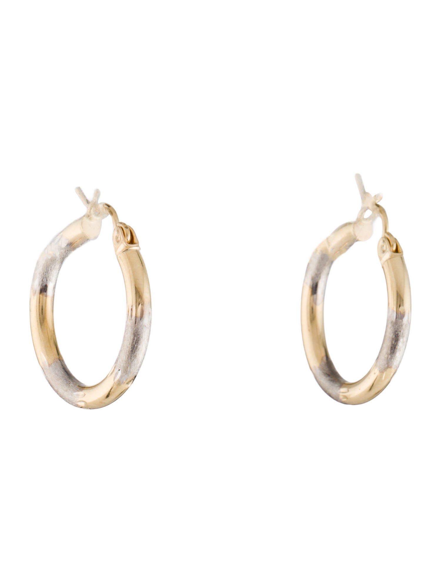 Earrings 14K Textured Two-Tone Hoop