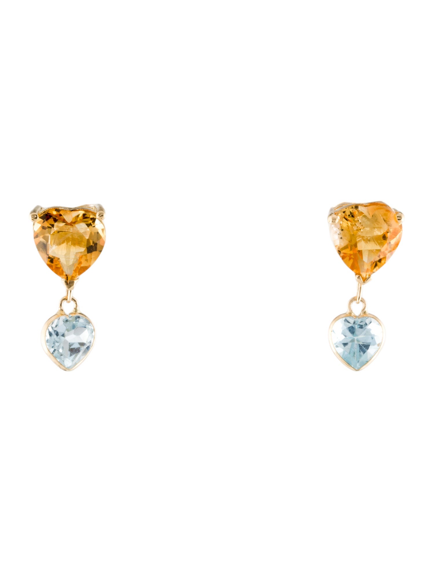 Earrings 14K 3.50ctw Citrine & Topaz Heart Drop Earrings