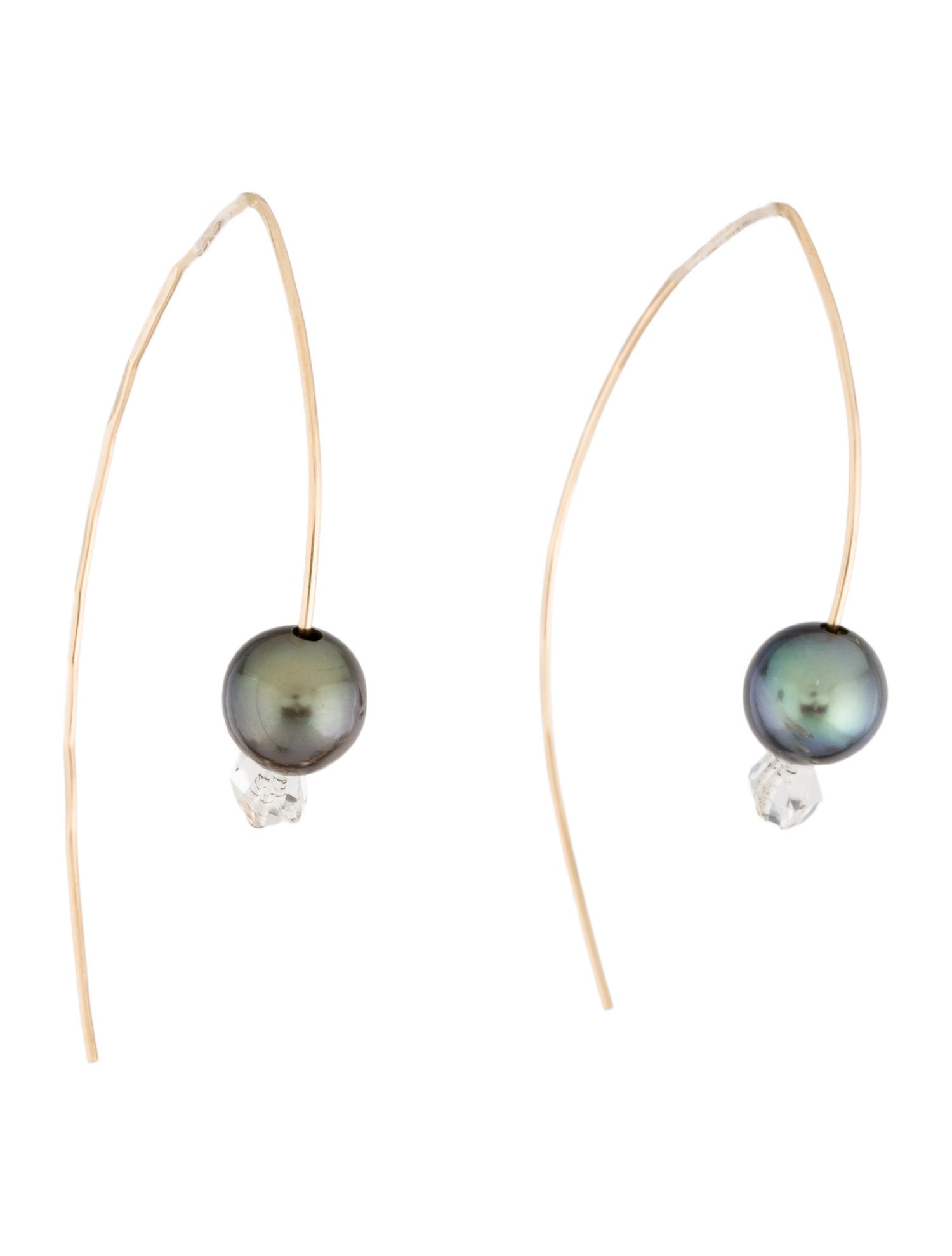 Earrings 14K Pearl & Herkimer Quartz Drop