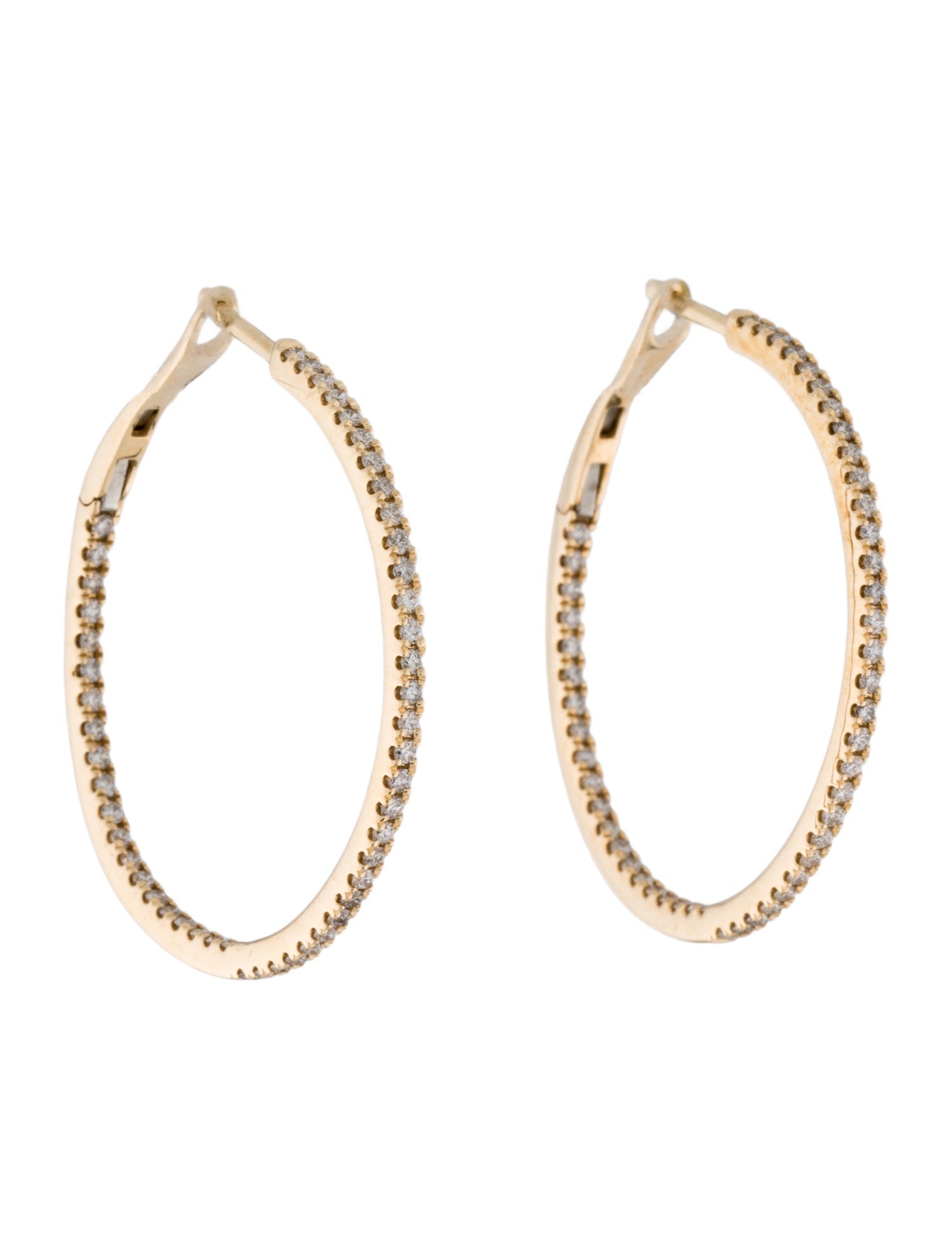 Earrings 14K Diamond Inside-Out Round Hoop Earrings