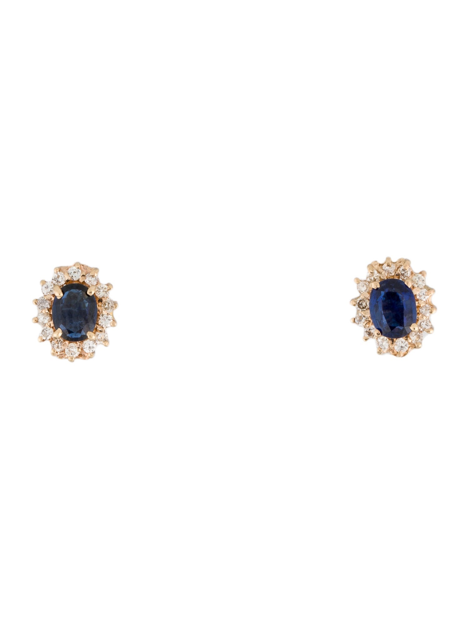 Earrings 14K Sapphire & Diamond Stud