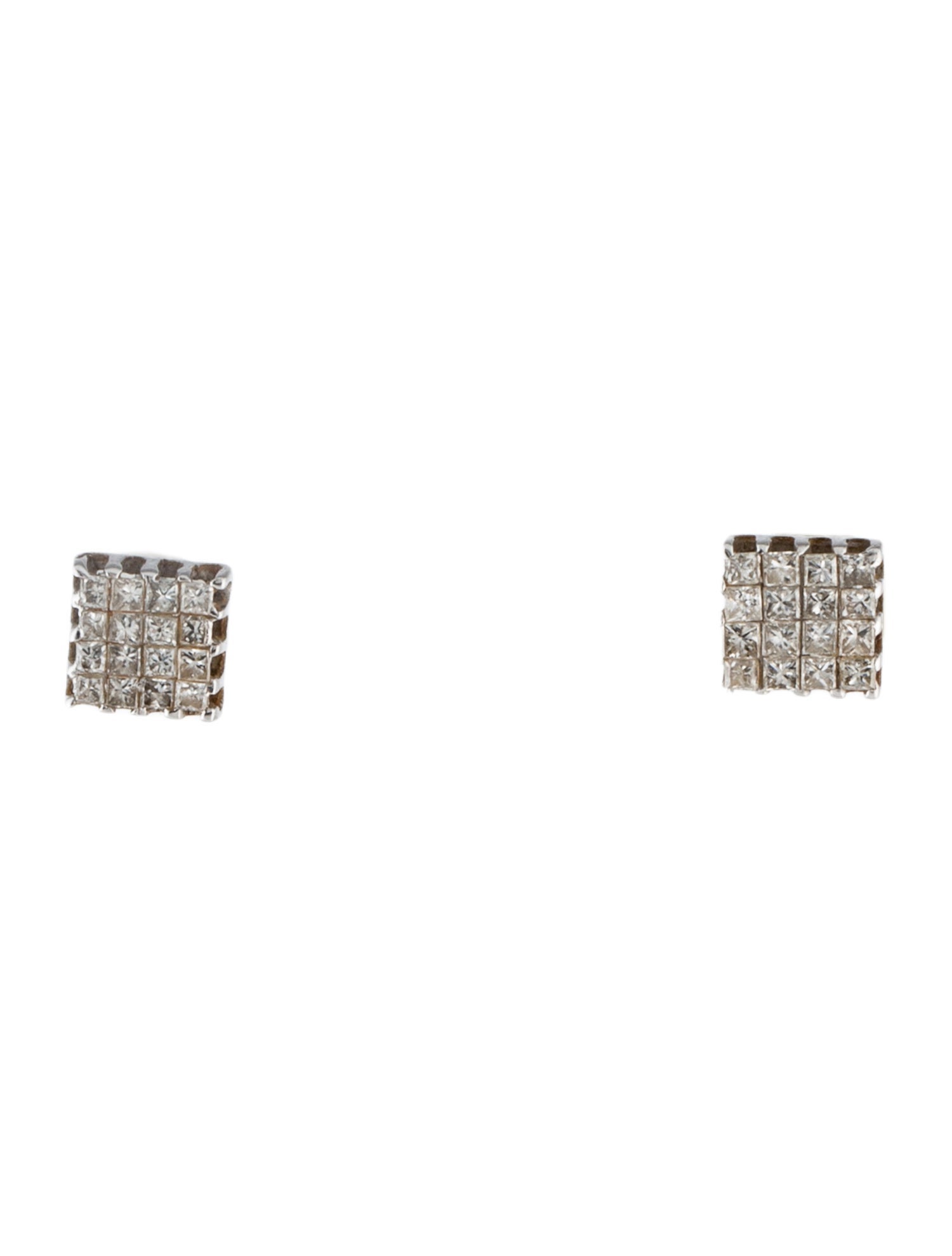 Earrings 14K Diamond Square Stud