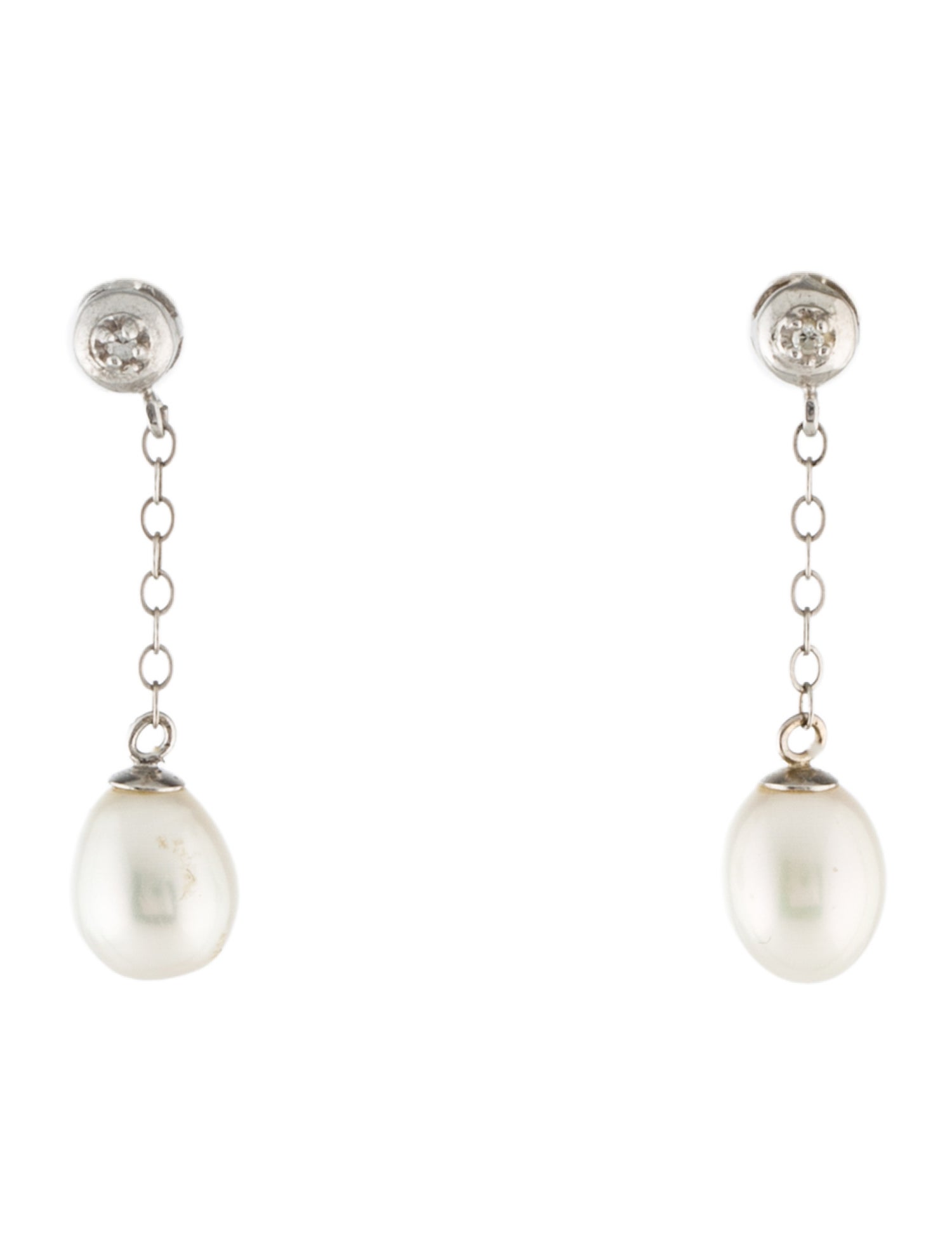 Earrings 14K Pearl & Diamond Drop