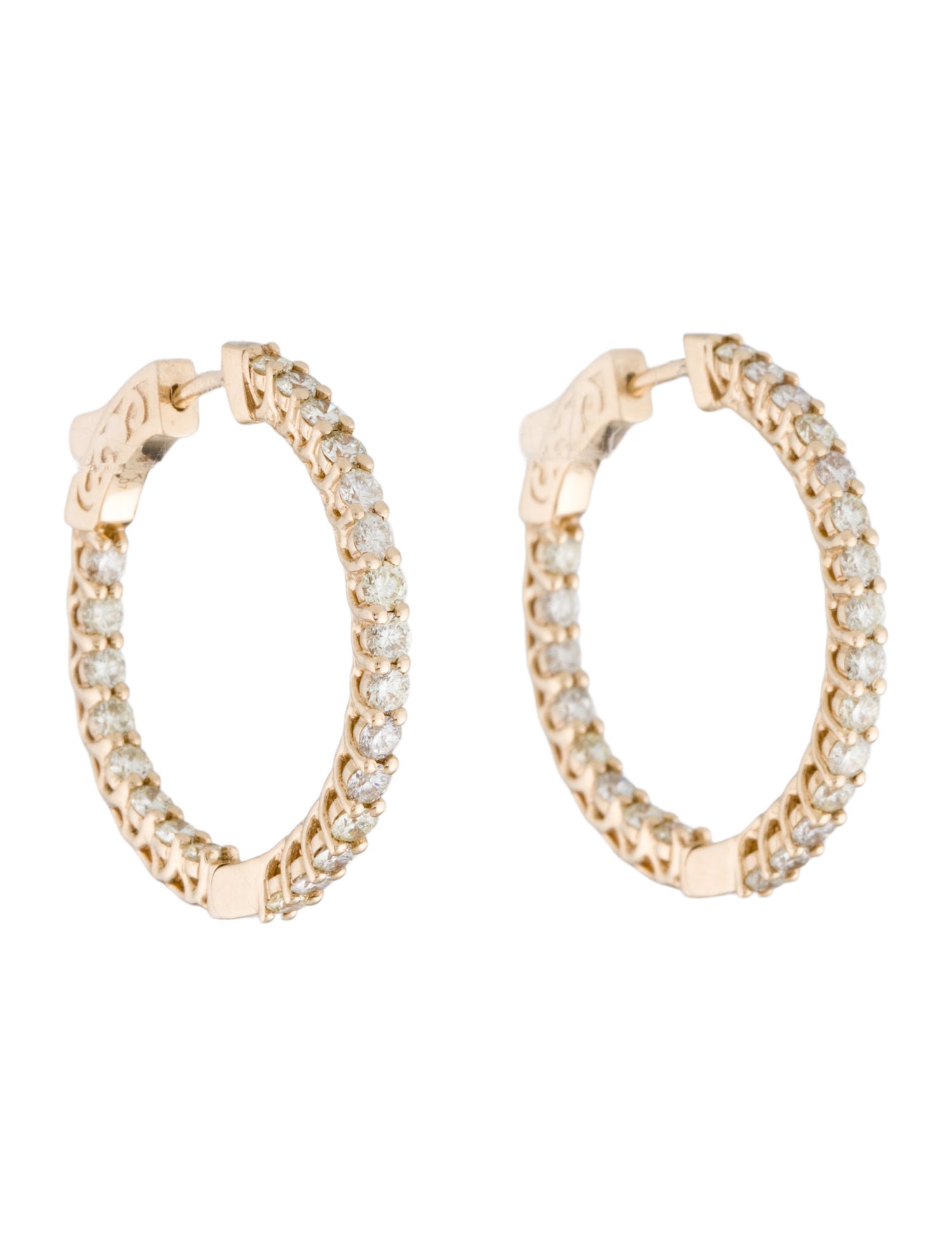Earrings 14K 2.07ctw Diamond Inside-Out Hoop