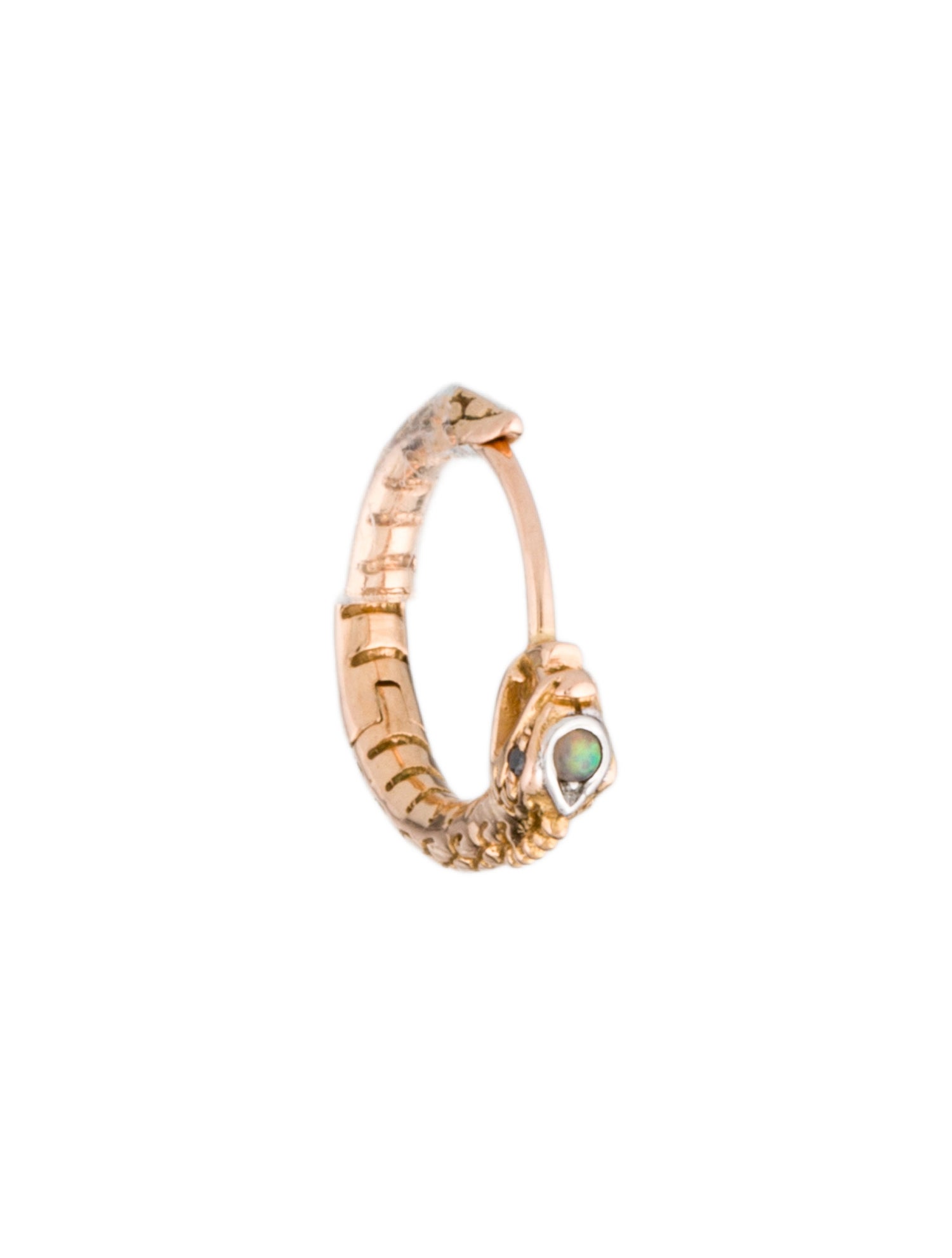 Earrings 18K Opal & Diamond Snake Single Hoop Earring