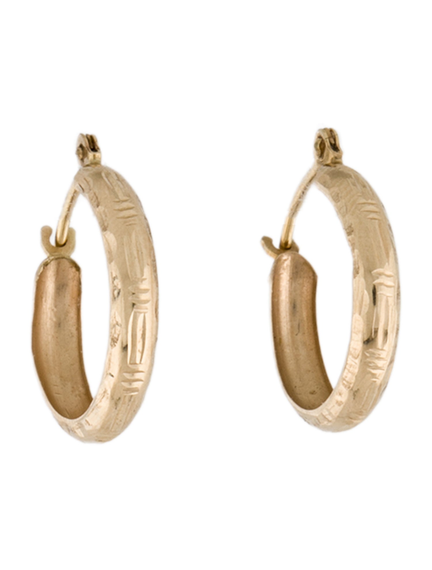 Earrings 14K Textured Huggie Hoops