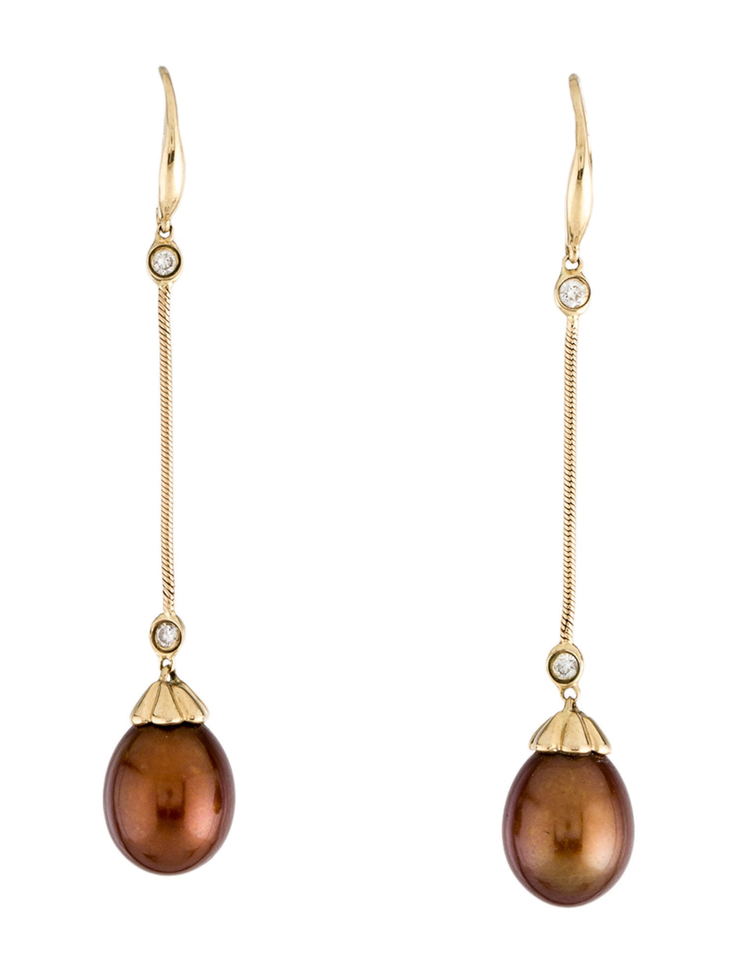 Earrings 14K Pearl & Diamond Drop