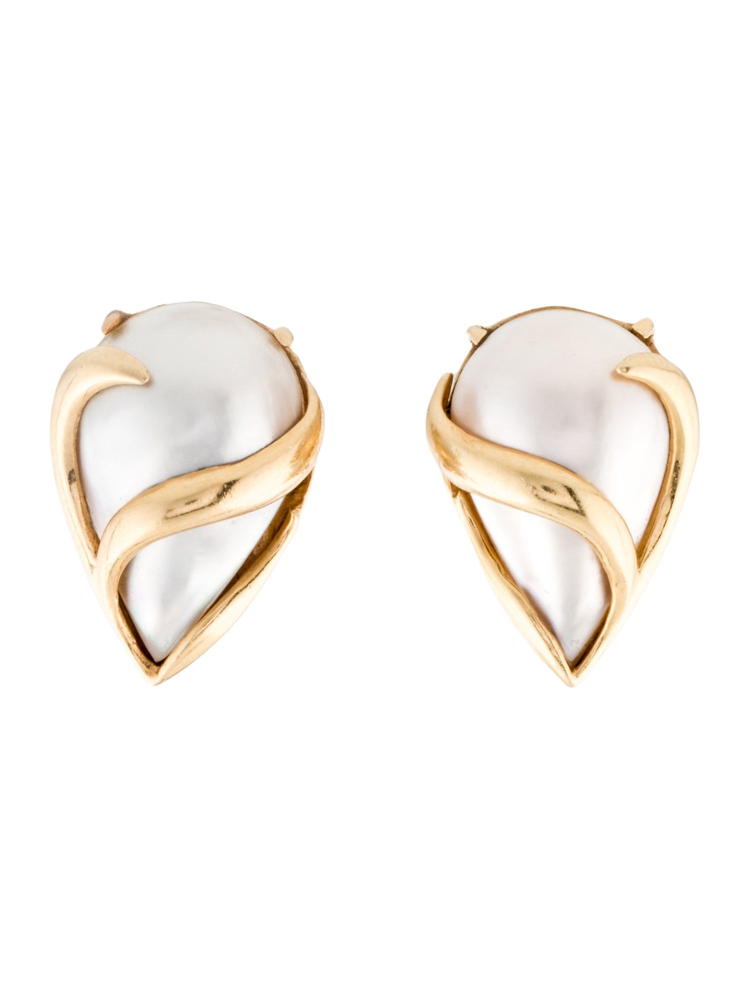 Earrings 14K Mabé Pearl Earclips
