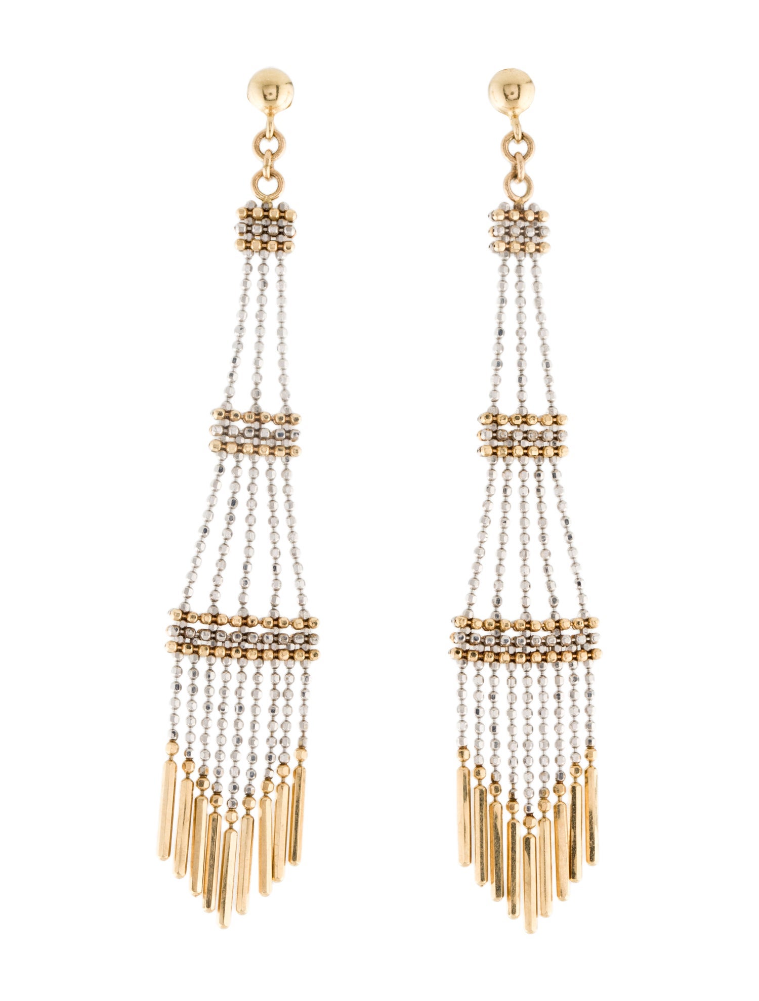 Earrings 14K Two-Tone Tassel Drop