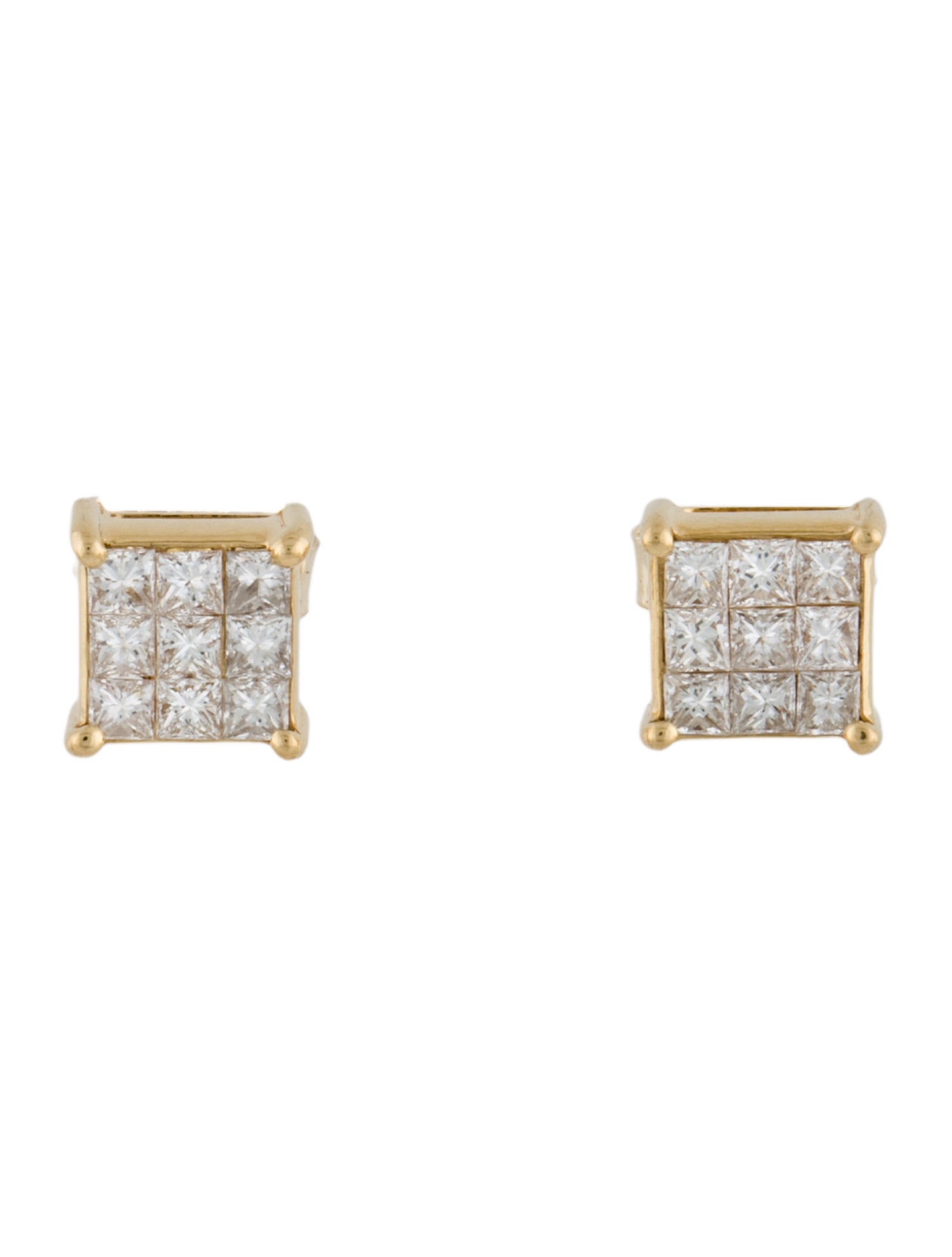 Earrings 18K 1.24ctw Diamond Square Stud