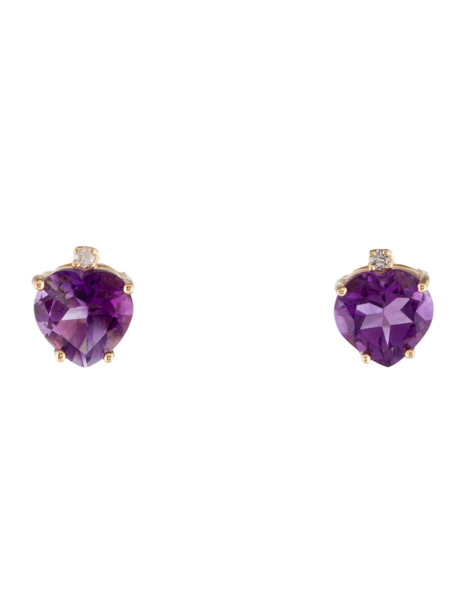 Earrings 14K 3.10ctw Amethyst & Diamond Heart Stud