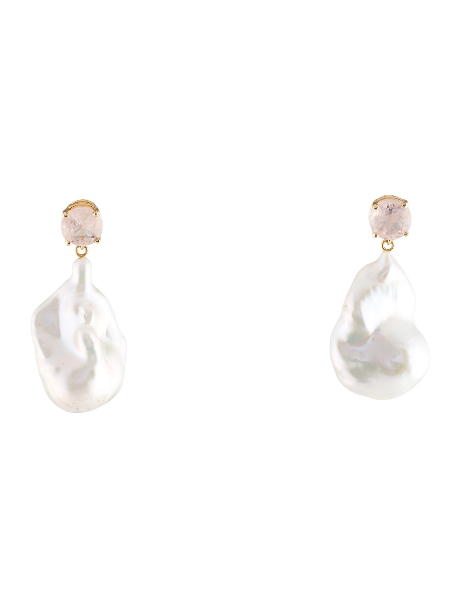 Earrings 14K Morganite & Pearl Drop
