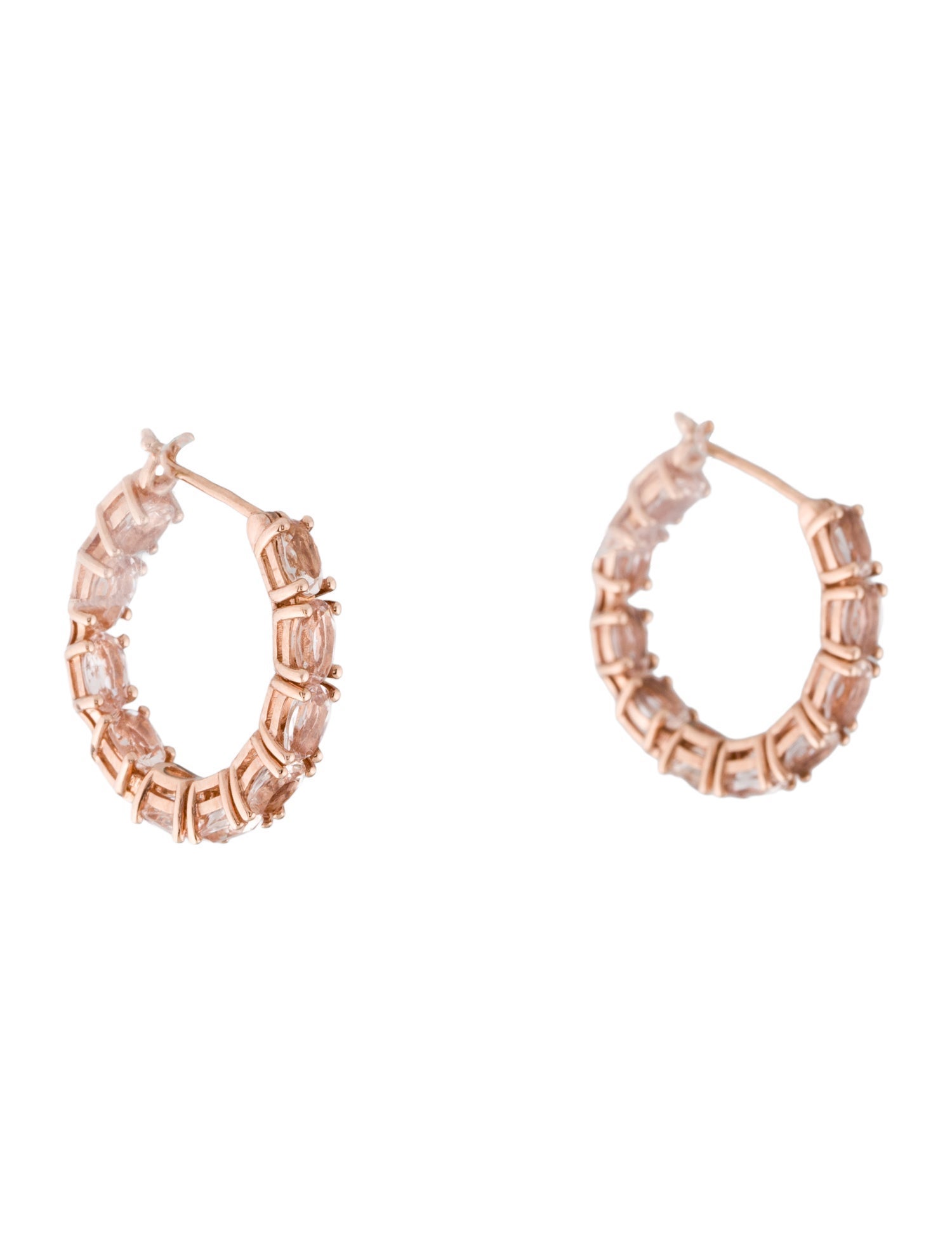 Earrings 10K 4.68ctw Morganite Hoop