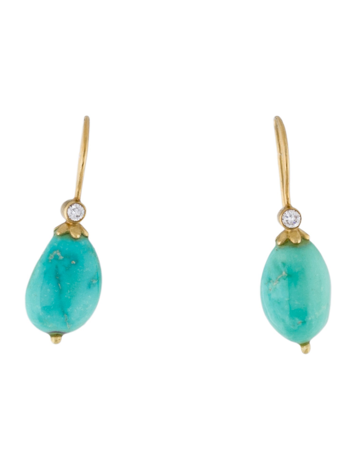 Earrings 18K Turquoise & Diamond Drop