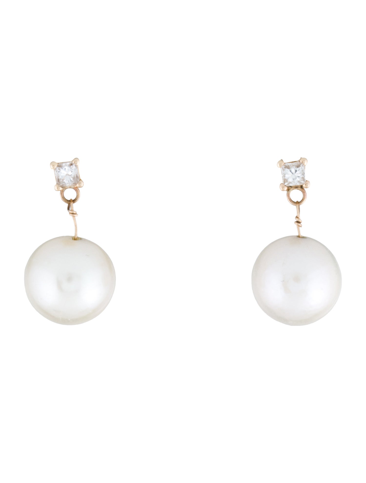 Earrings 14K Pearl & Diamond Drop