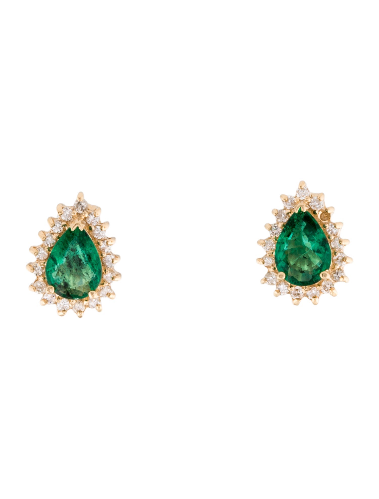 Earrings 14K Emerald & Diamond Stud