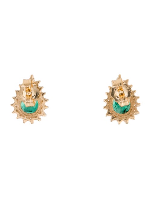 Earrings 14K Emerald & Diamond Stud Earrings