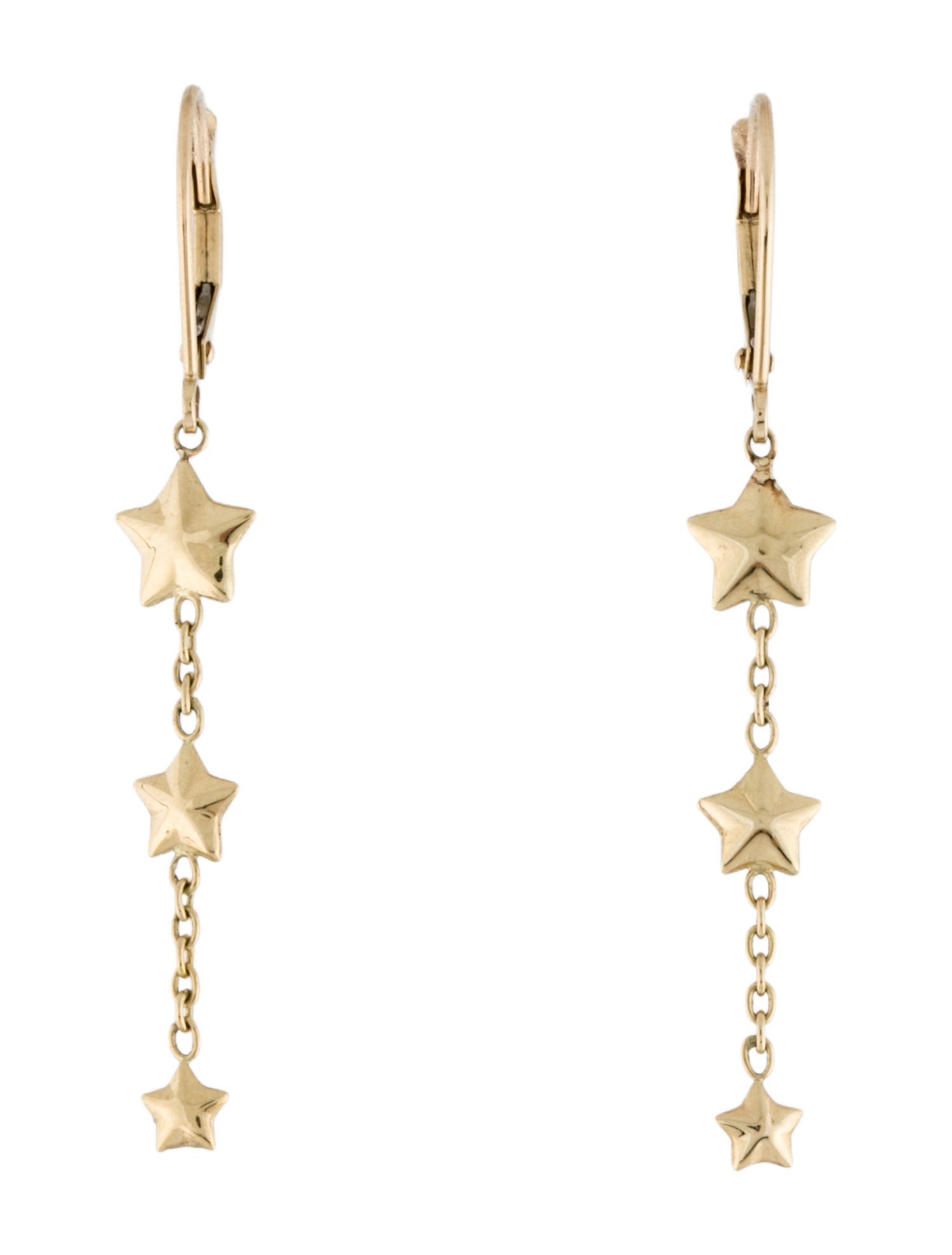 Earrings 14K Triple Star Drop