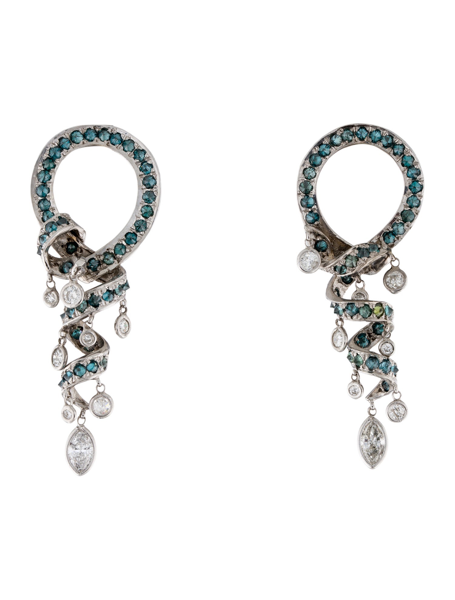 Earrings 14K 4.32ctw Diamond Spiral Drop Earrings