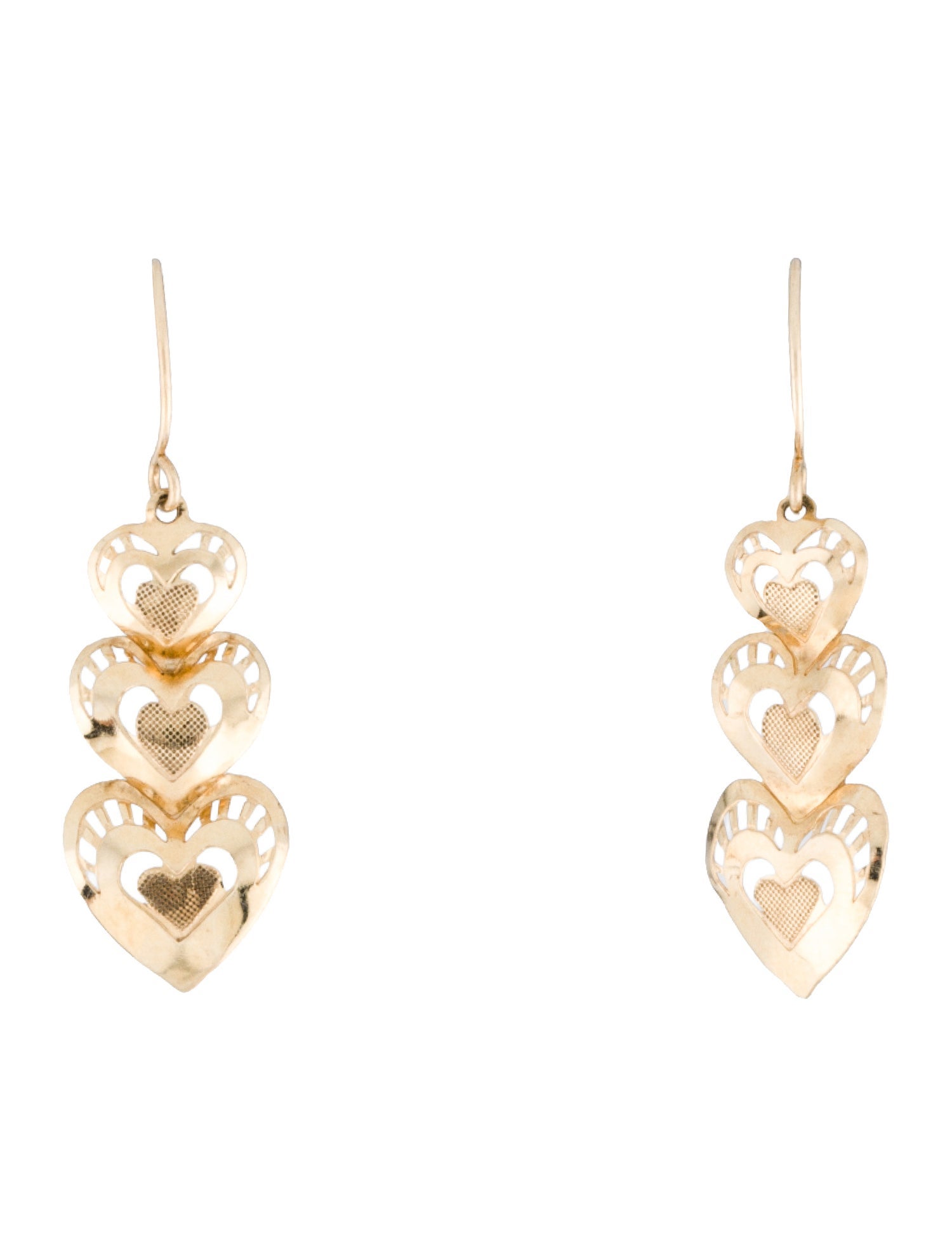 Earrings 14K Triple Heart Drop