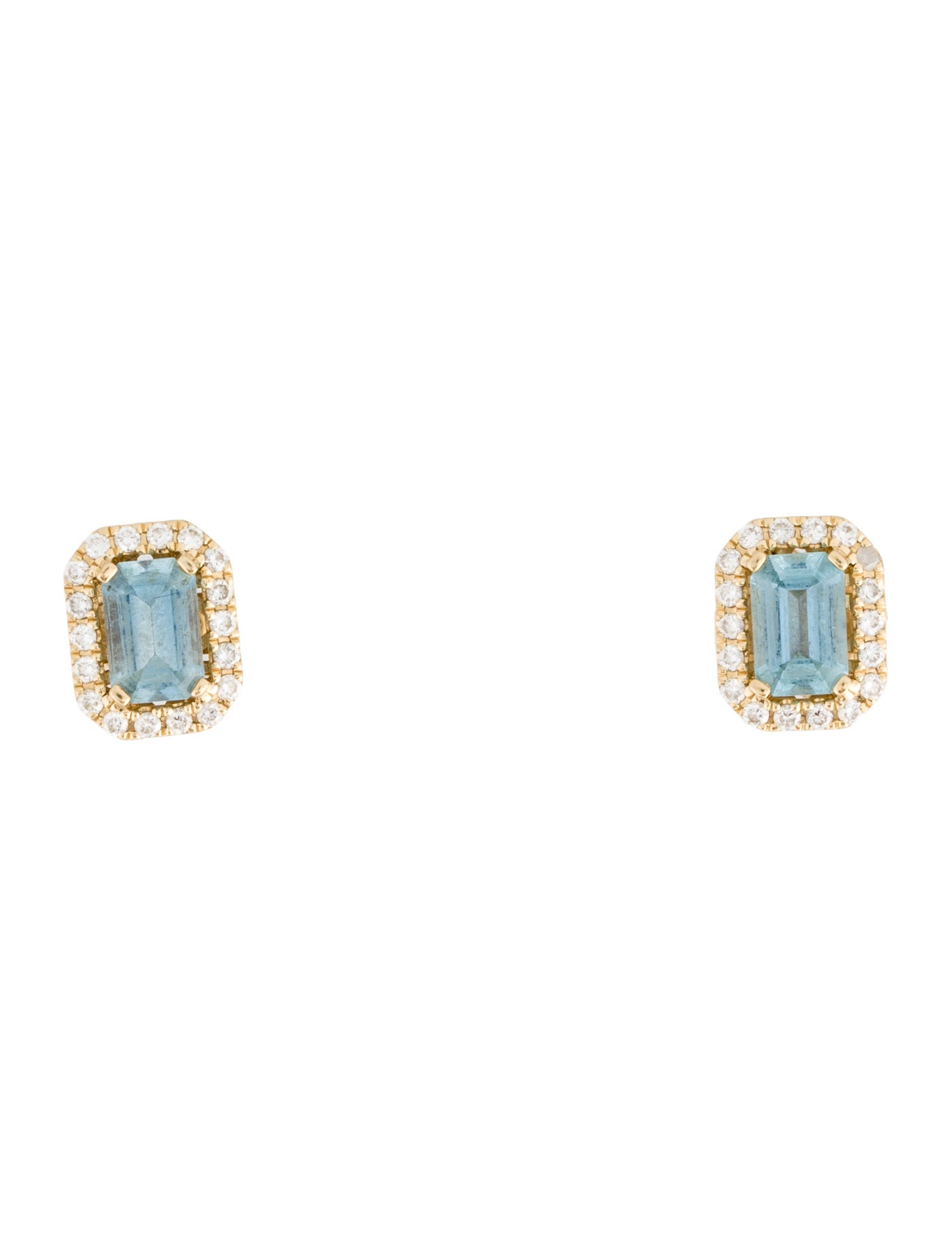 Earrings 14K Aquamarine & Diamond Stud