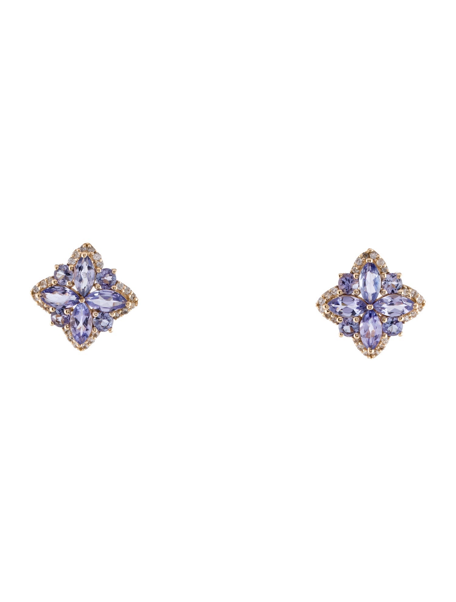 Earrings 14K 1.28ctw Tanzanite & Sapphire Stud Earrings