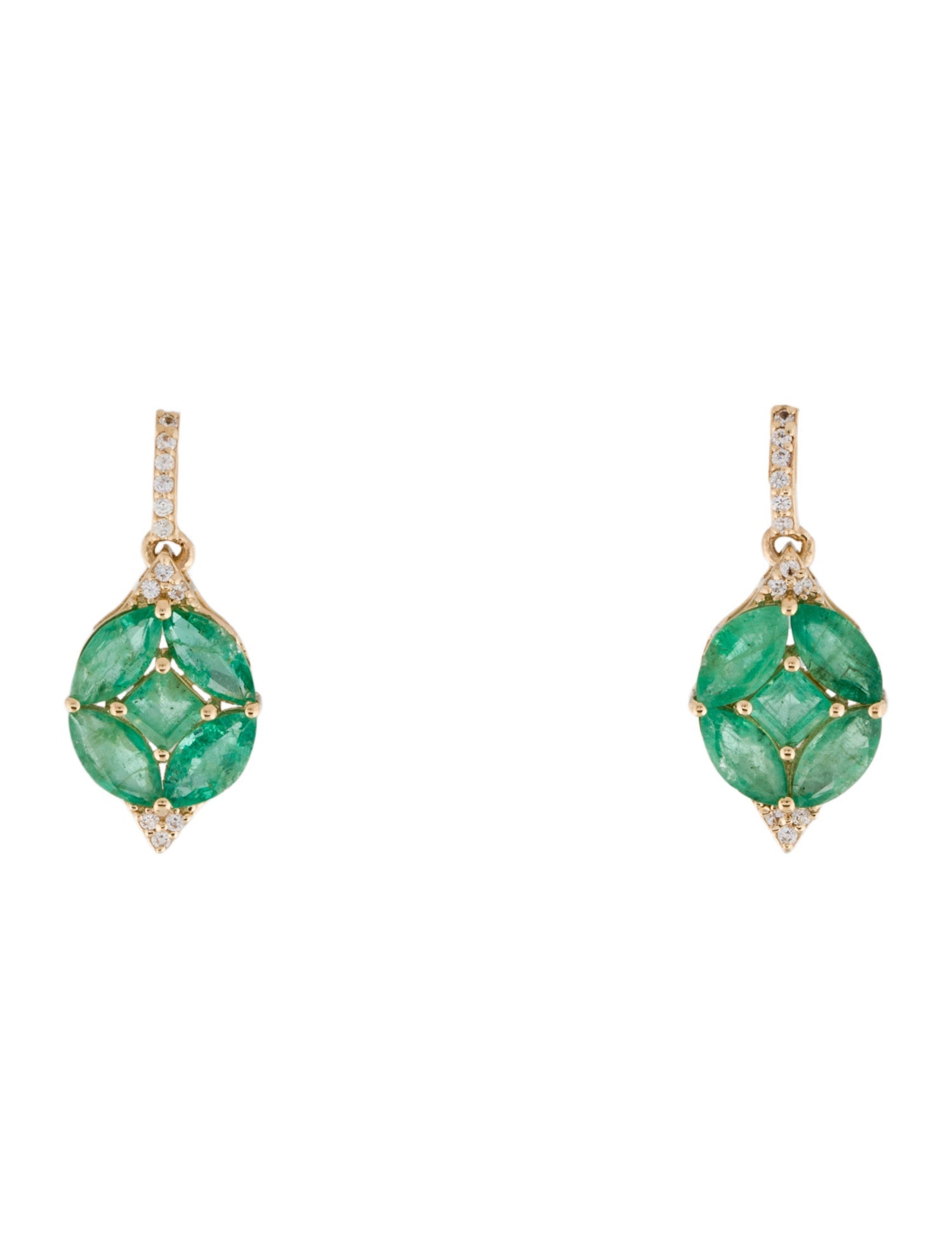 Earrings 14K 1.76ctw Emerald & Sapphire Drop Earrings