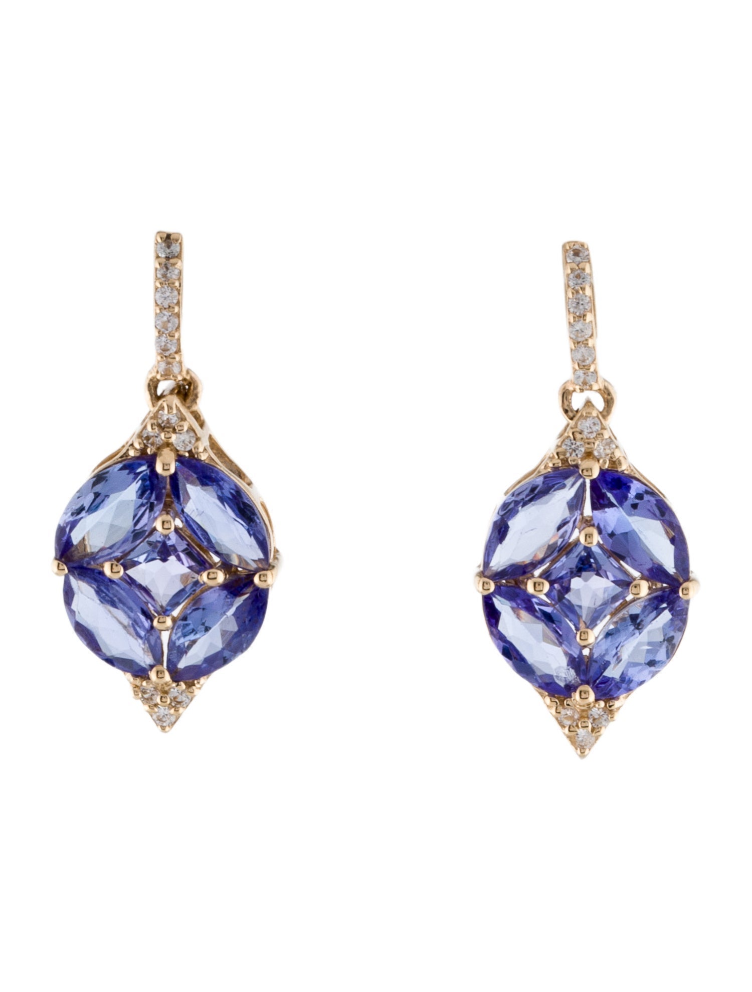 Earrings 14K 1.98ct Tanzanite & Sapphire Drop