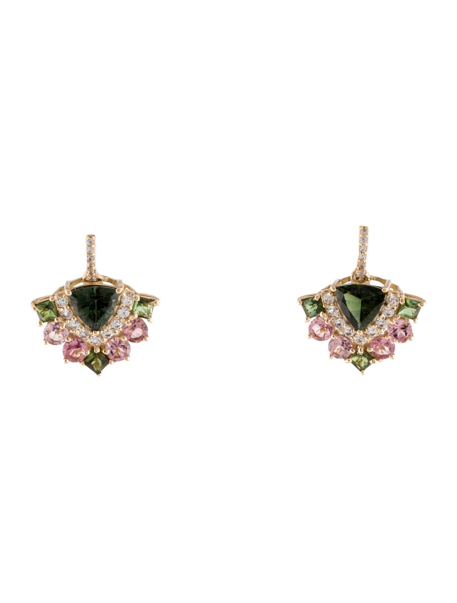 Earrings 14K 2.36ctw Tourmaline & Sapphire Drop Earrings