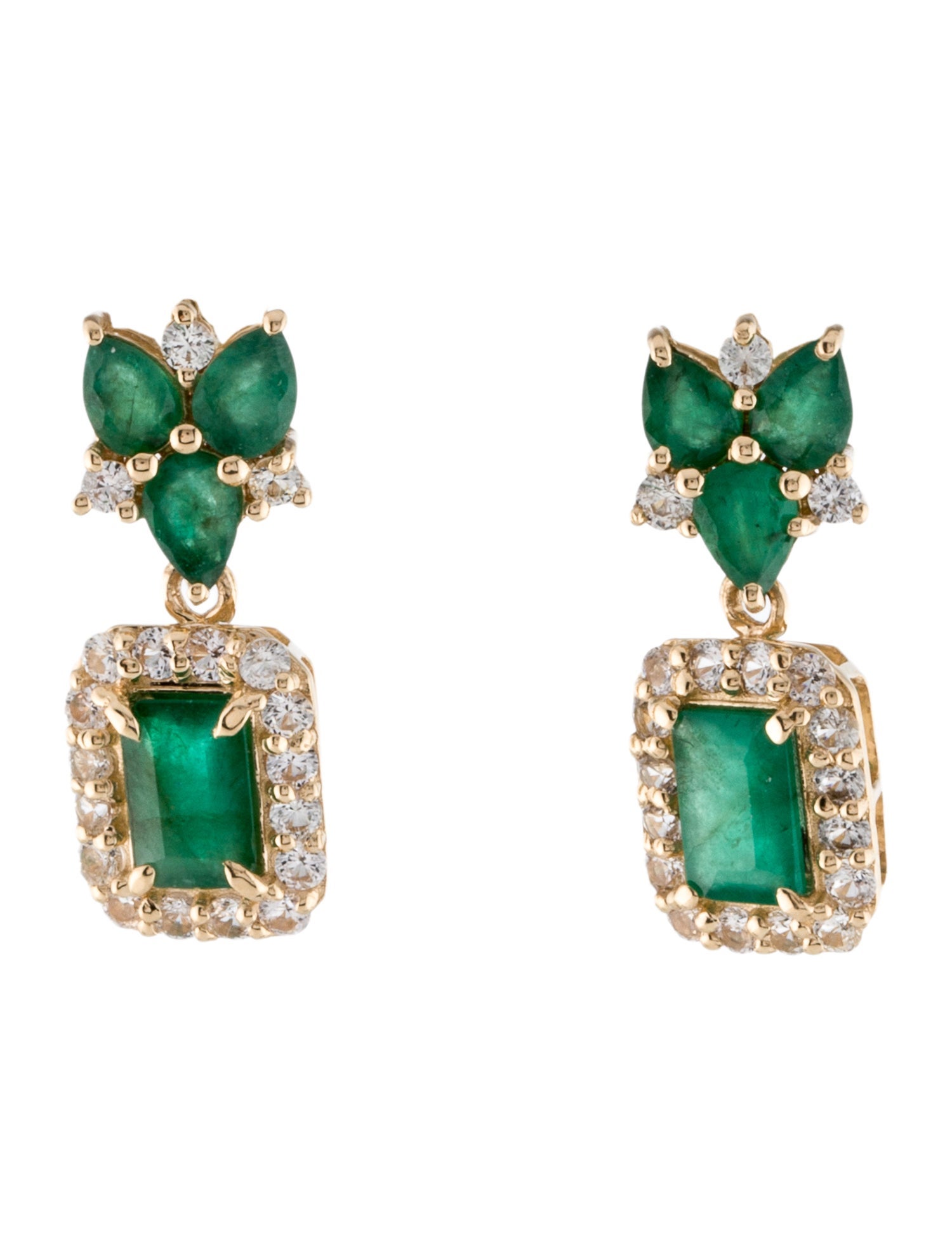 Earrings 14K 1.34ctw Emerald & Sapphire Drop